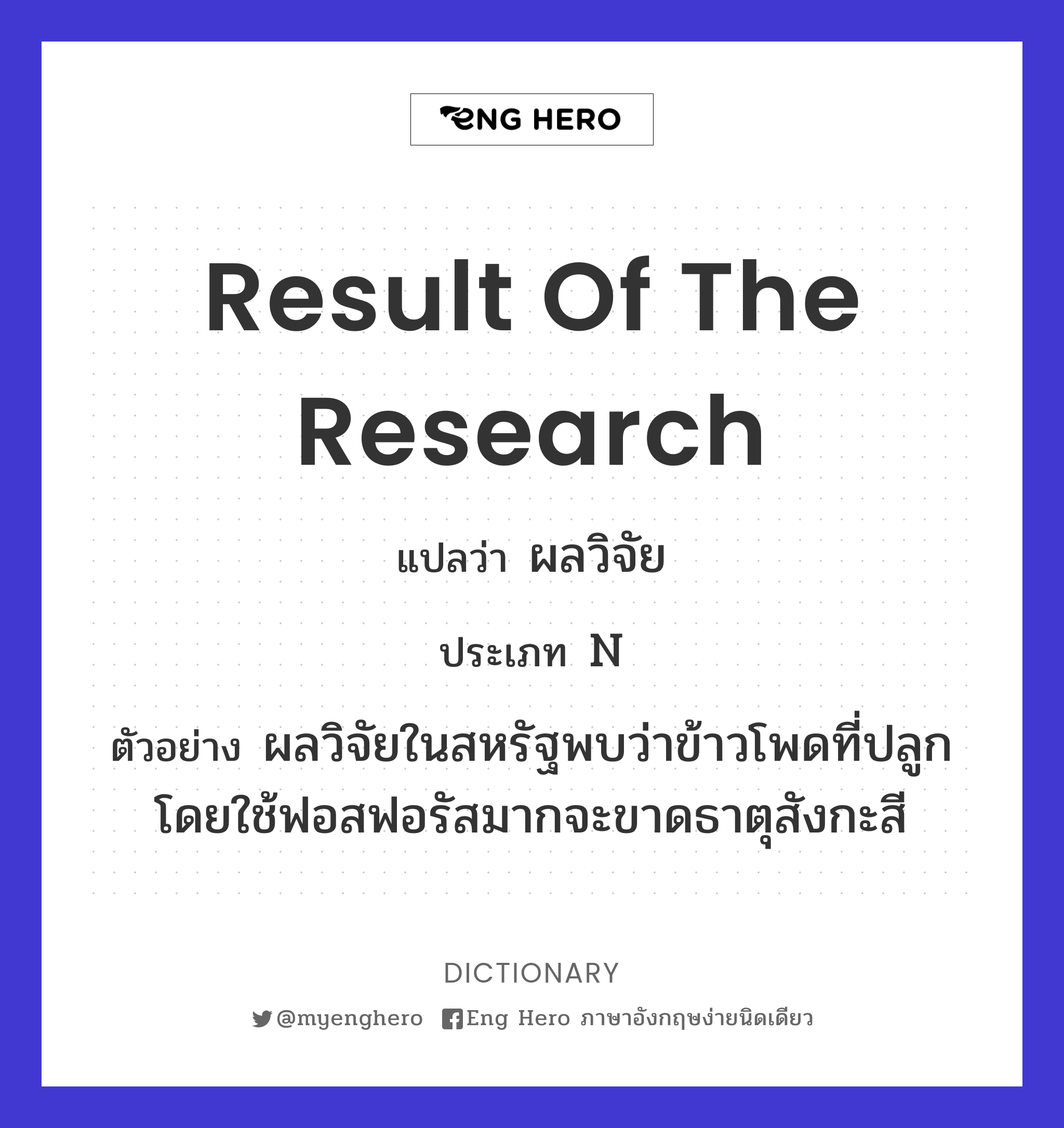 result of the research