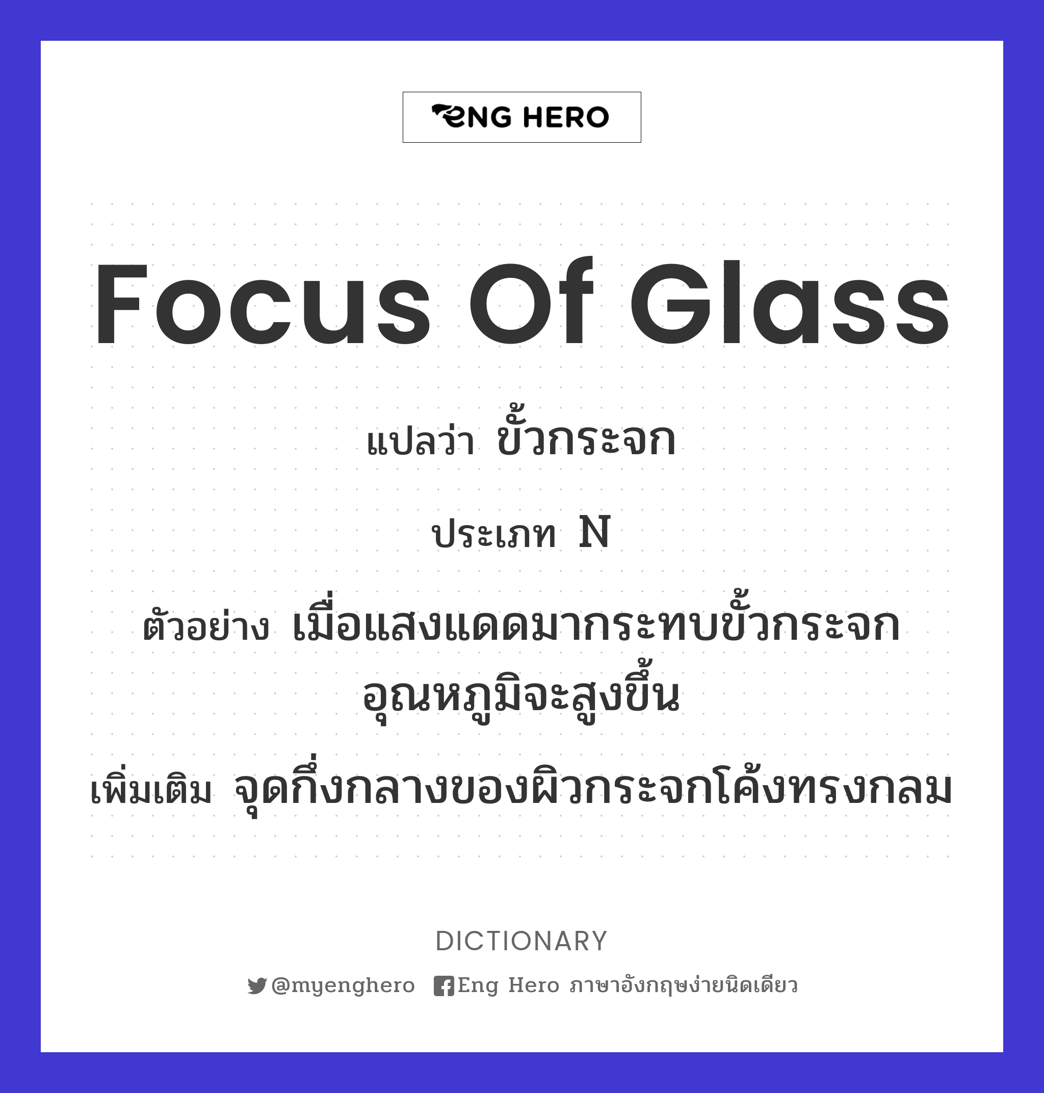 focus of glass
