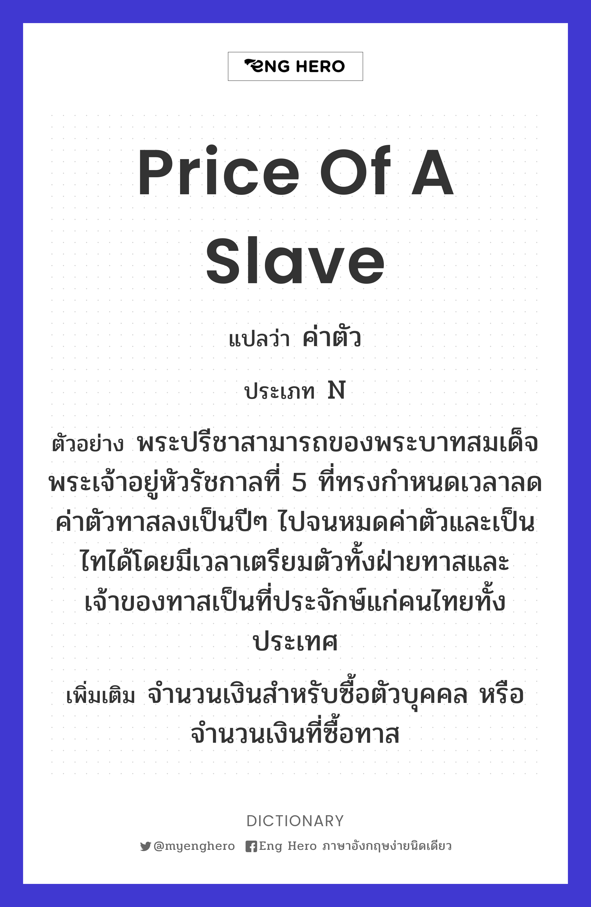 price of a slave