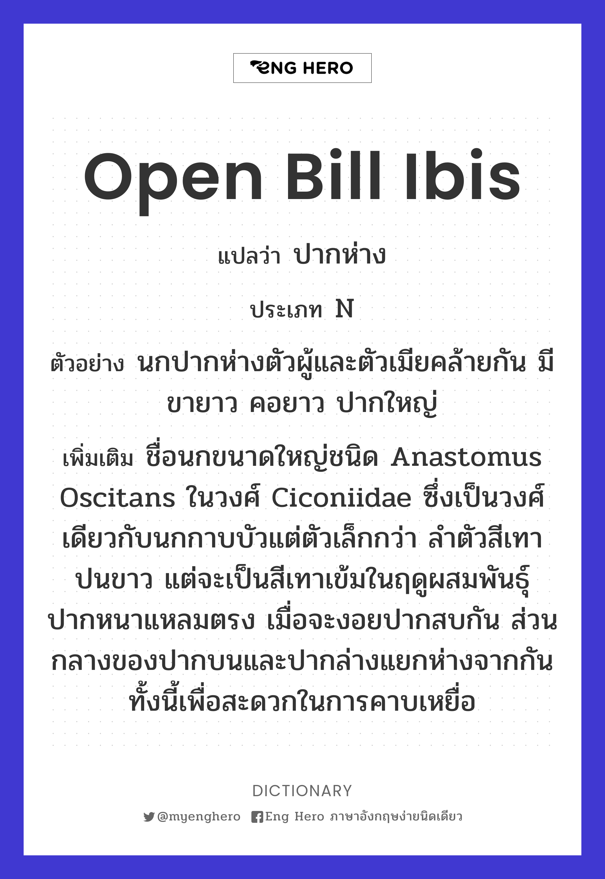 open bill ibis