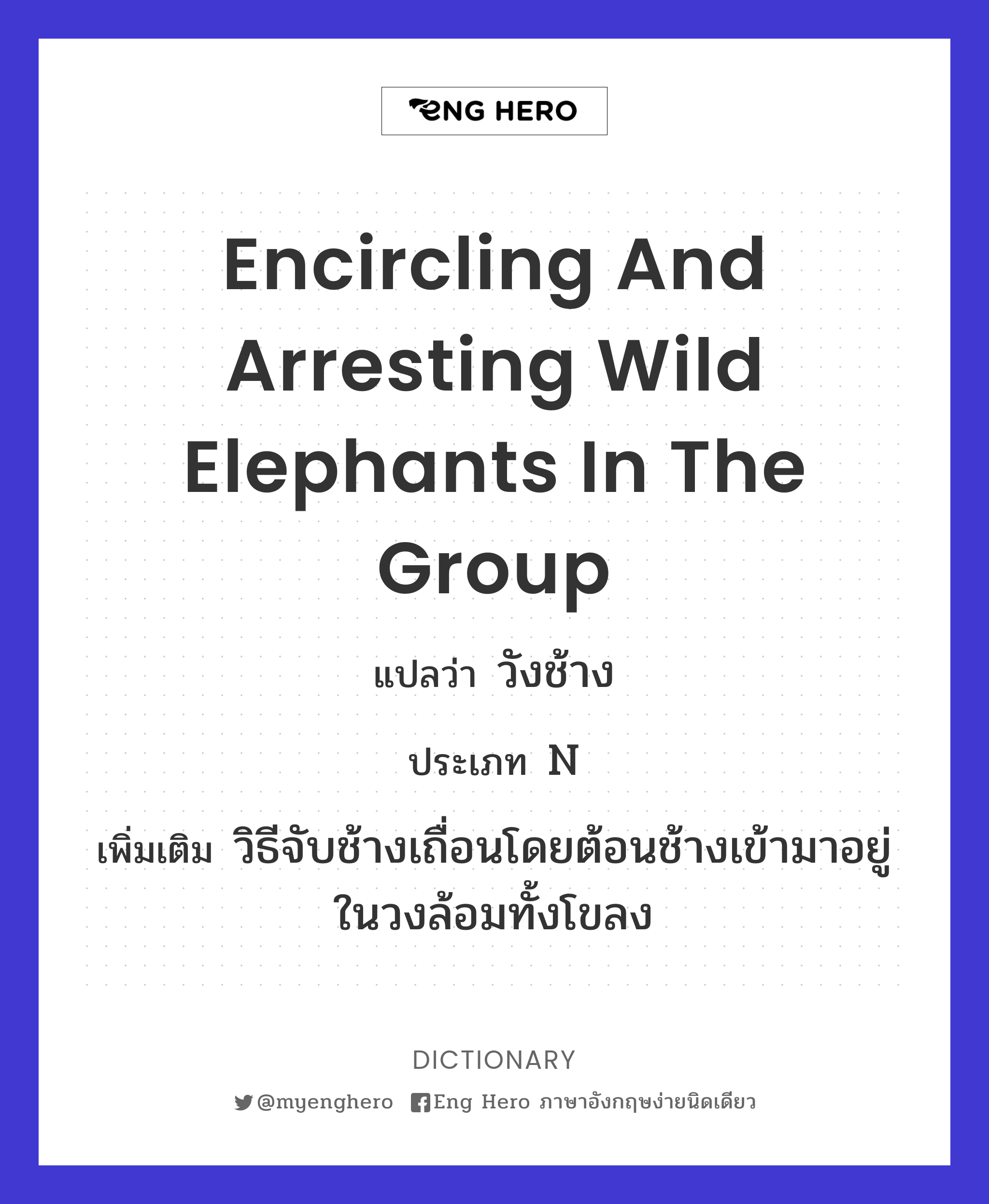 encircling and arresting wild elephants in the group