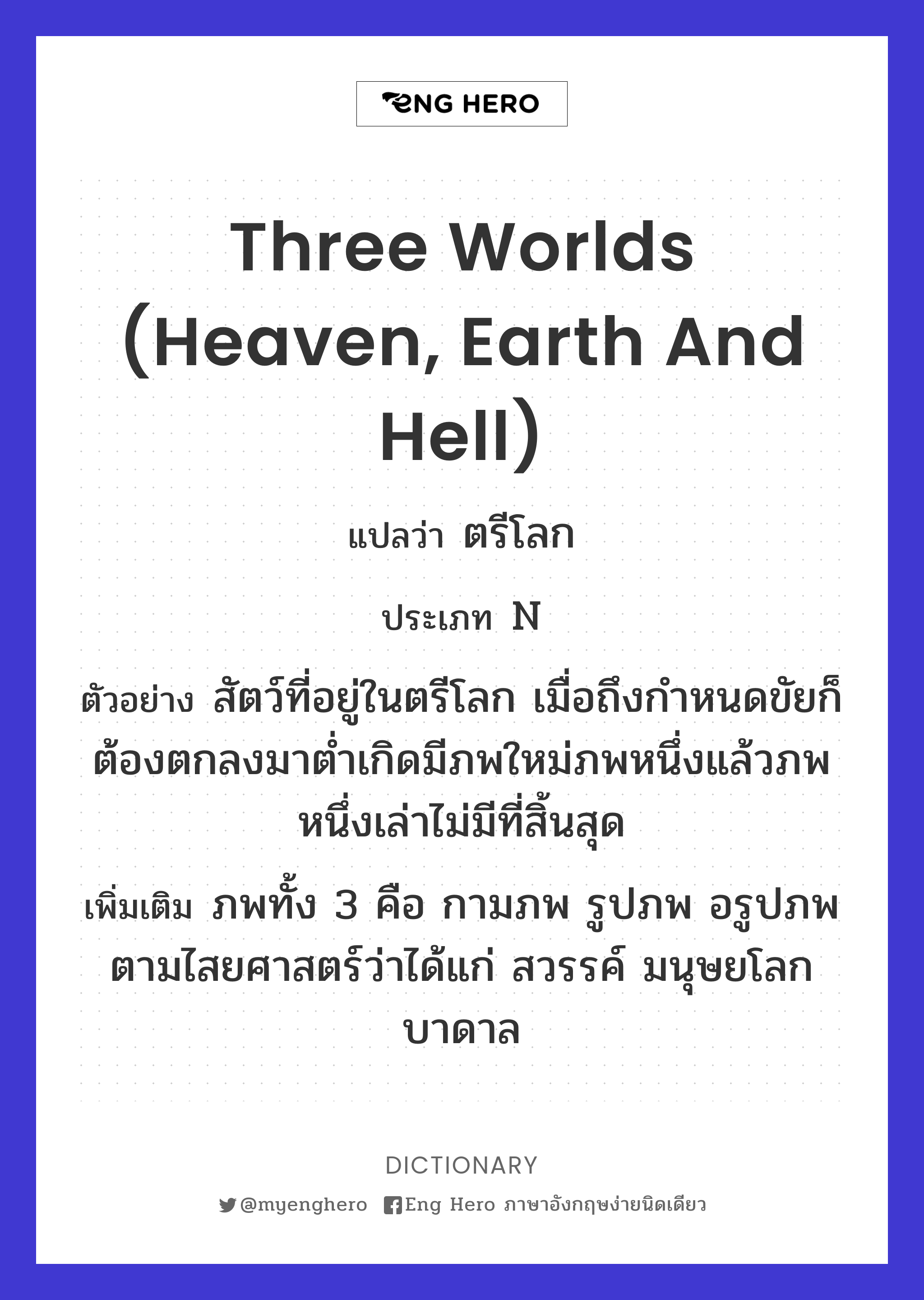 three worlds (heaven, earth and hell)