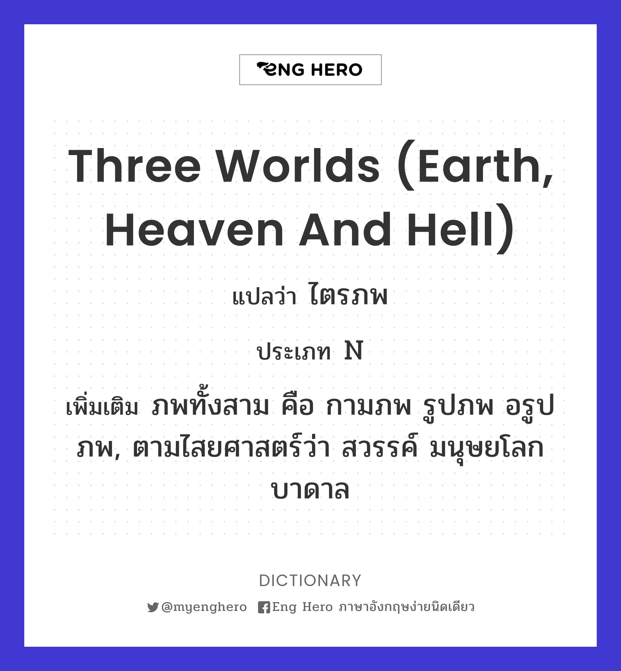 three worlds (earth, heaven and hell)