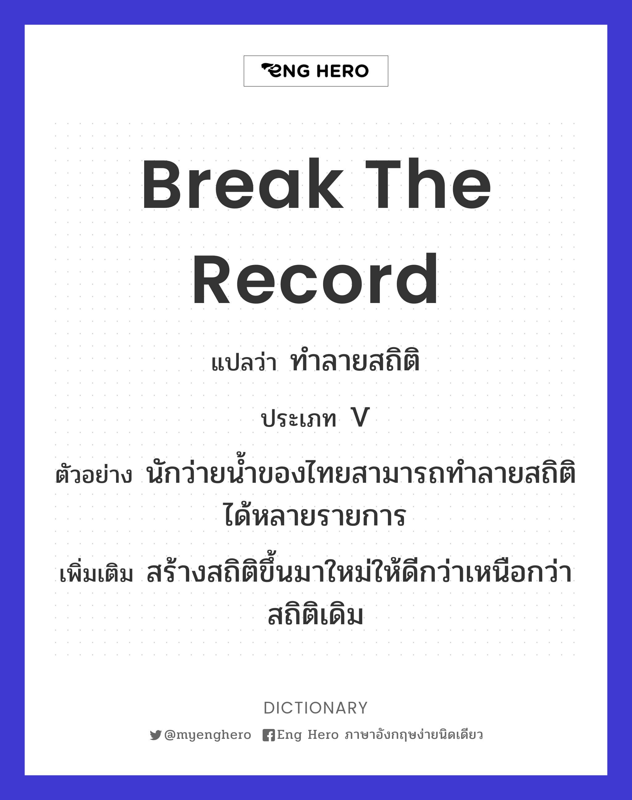 break the record