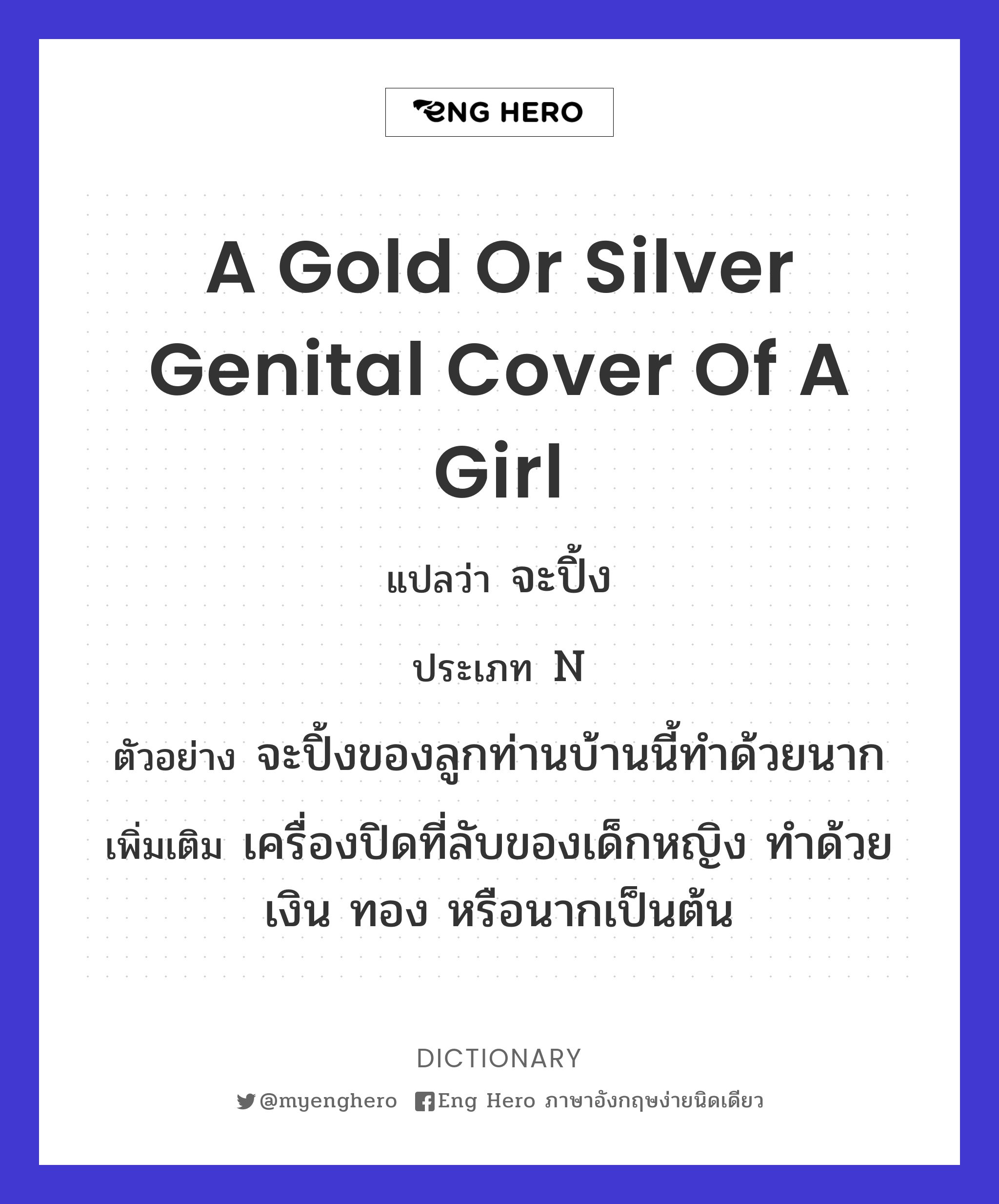 a gold or silver genital cover of a girl