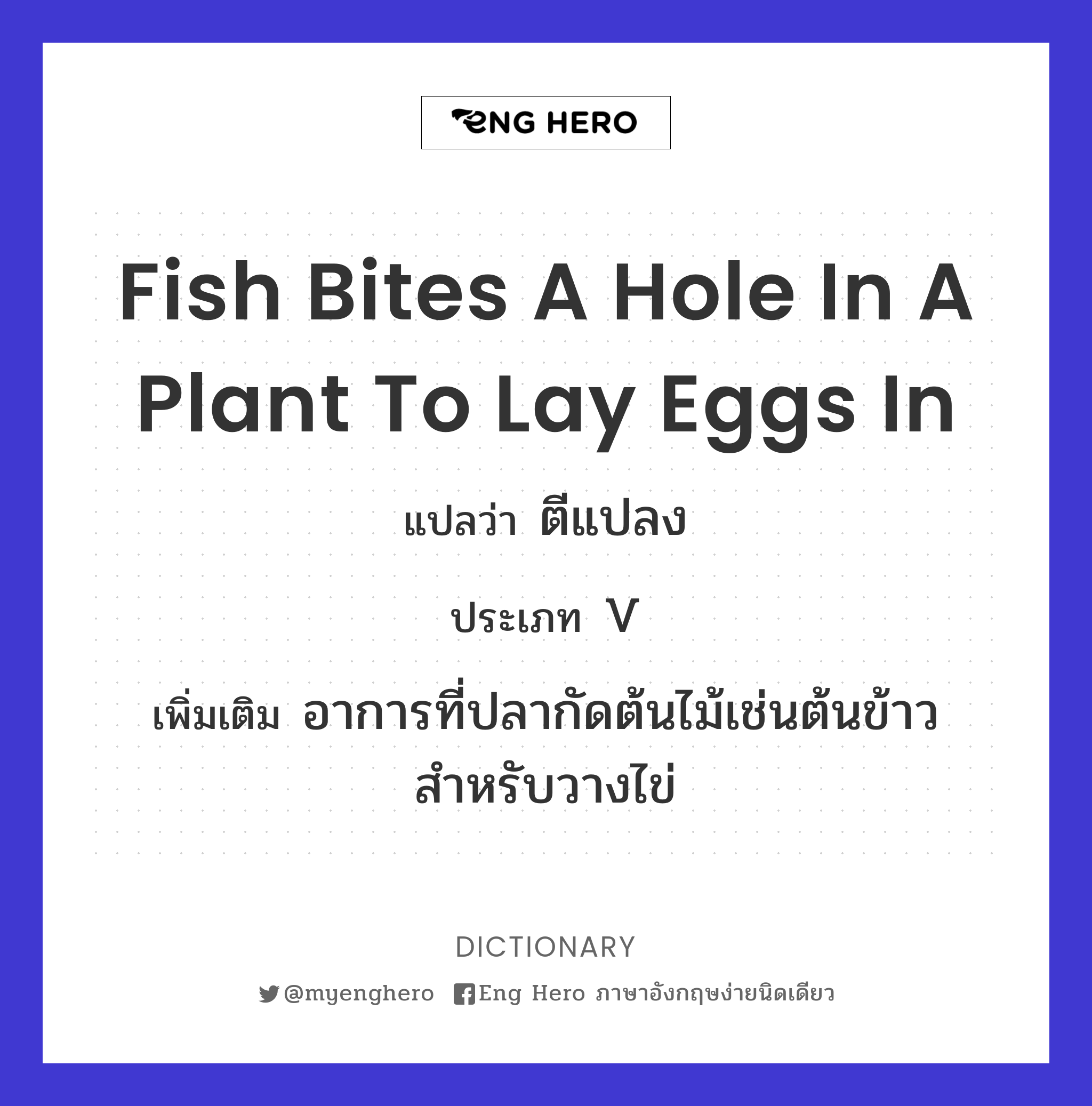 fish bites a hole in a plant to lay eggs in