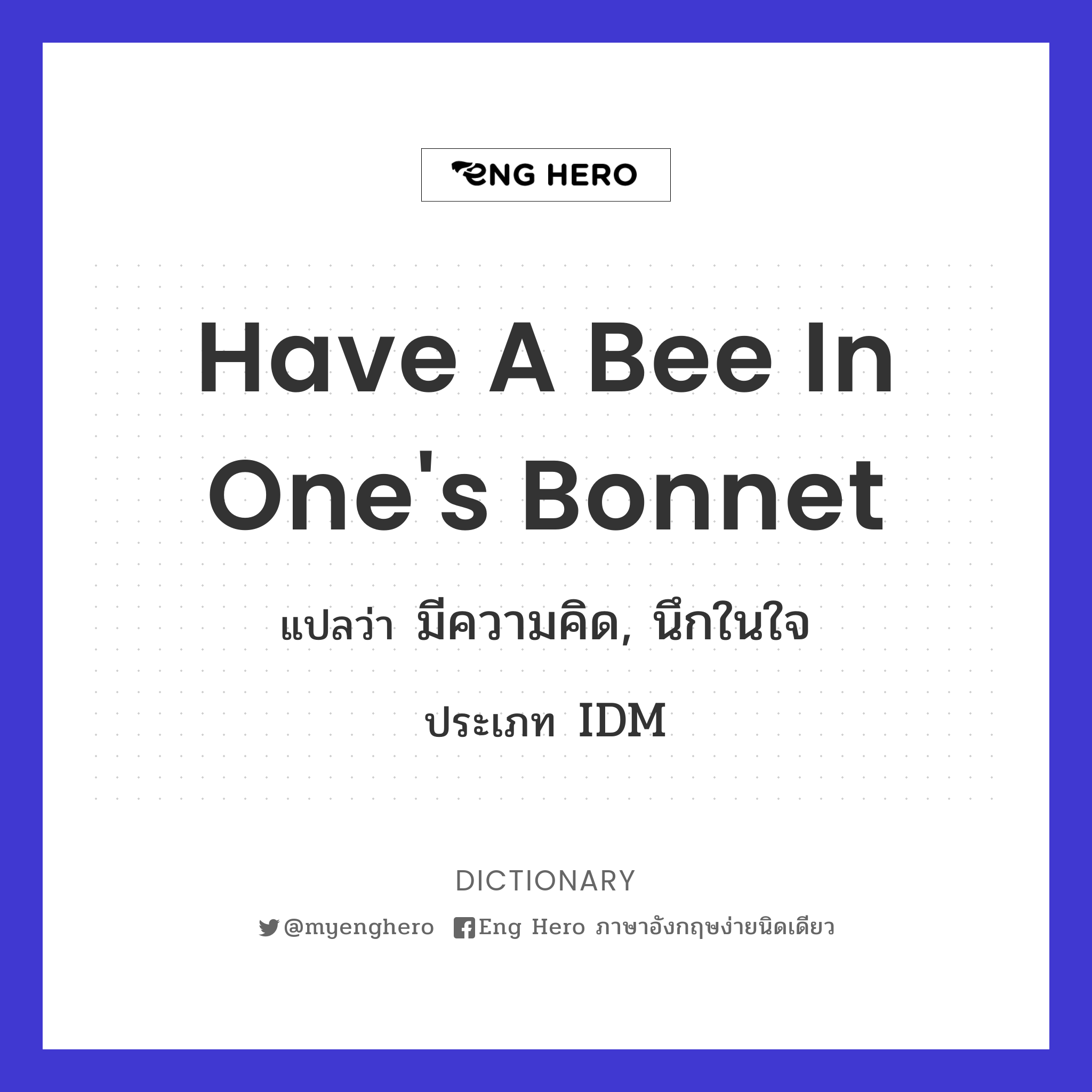 have a bee in one's bonnet