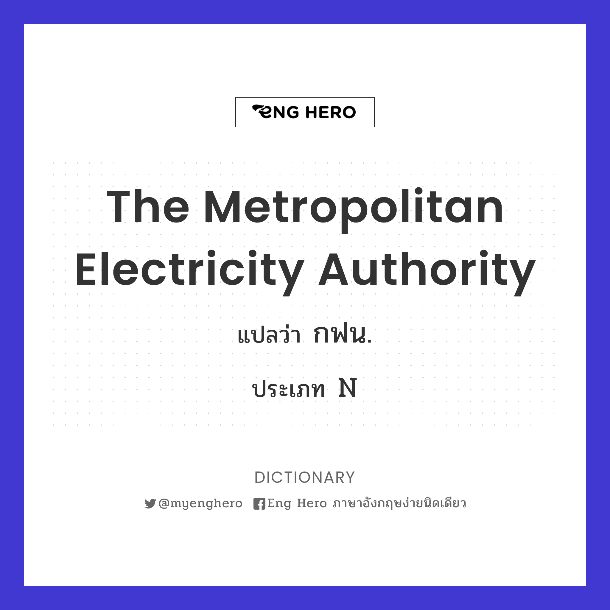 The Metropolitan Electricity Authority