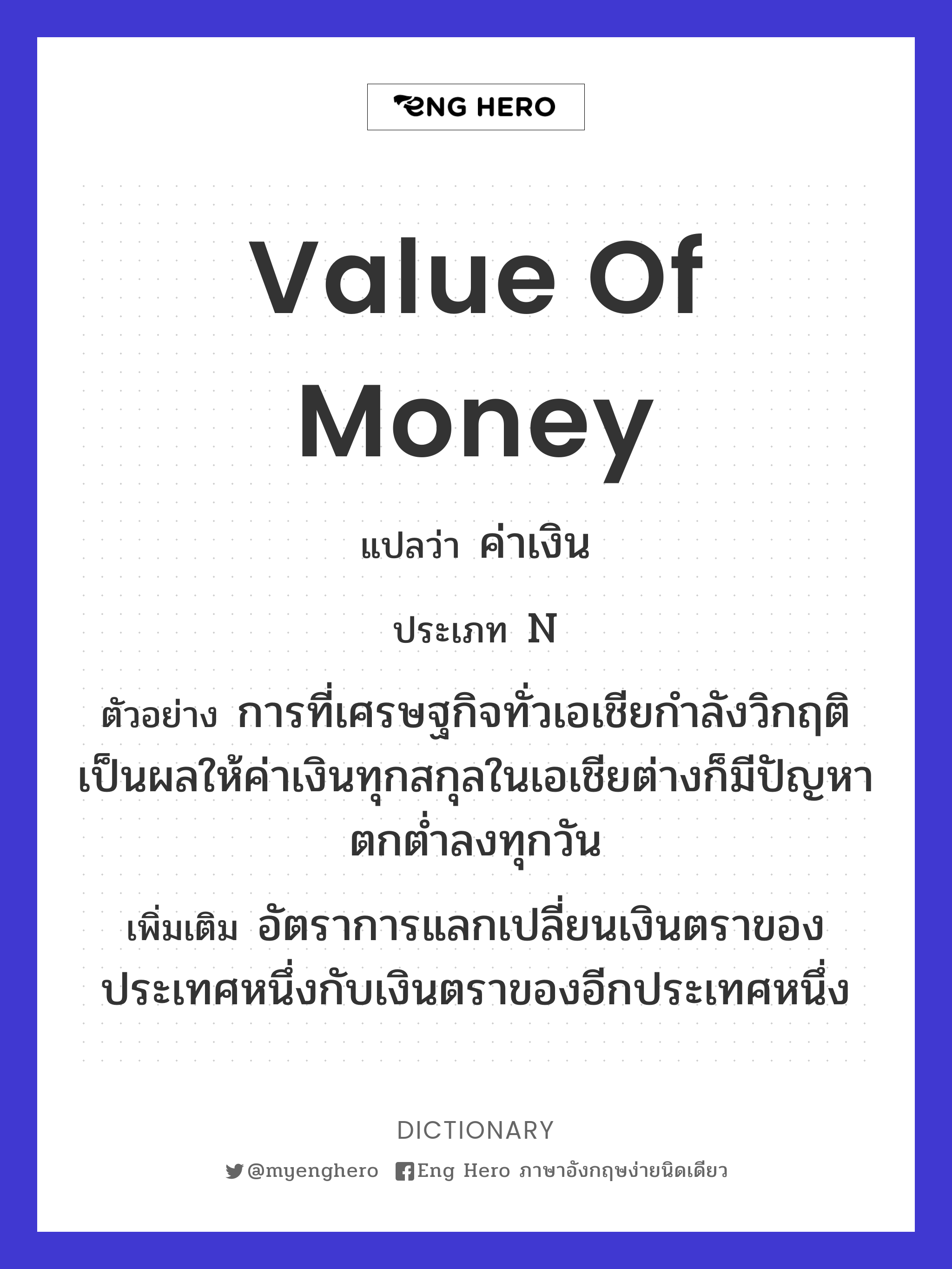 value of money