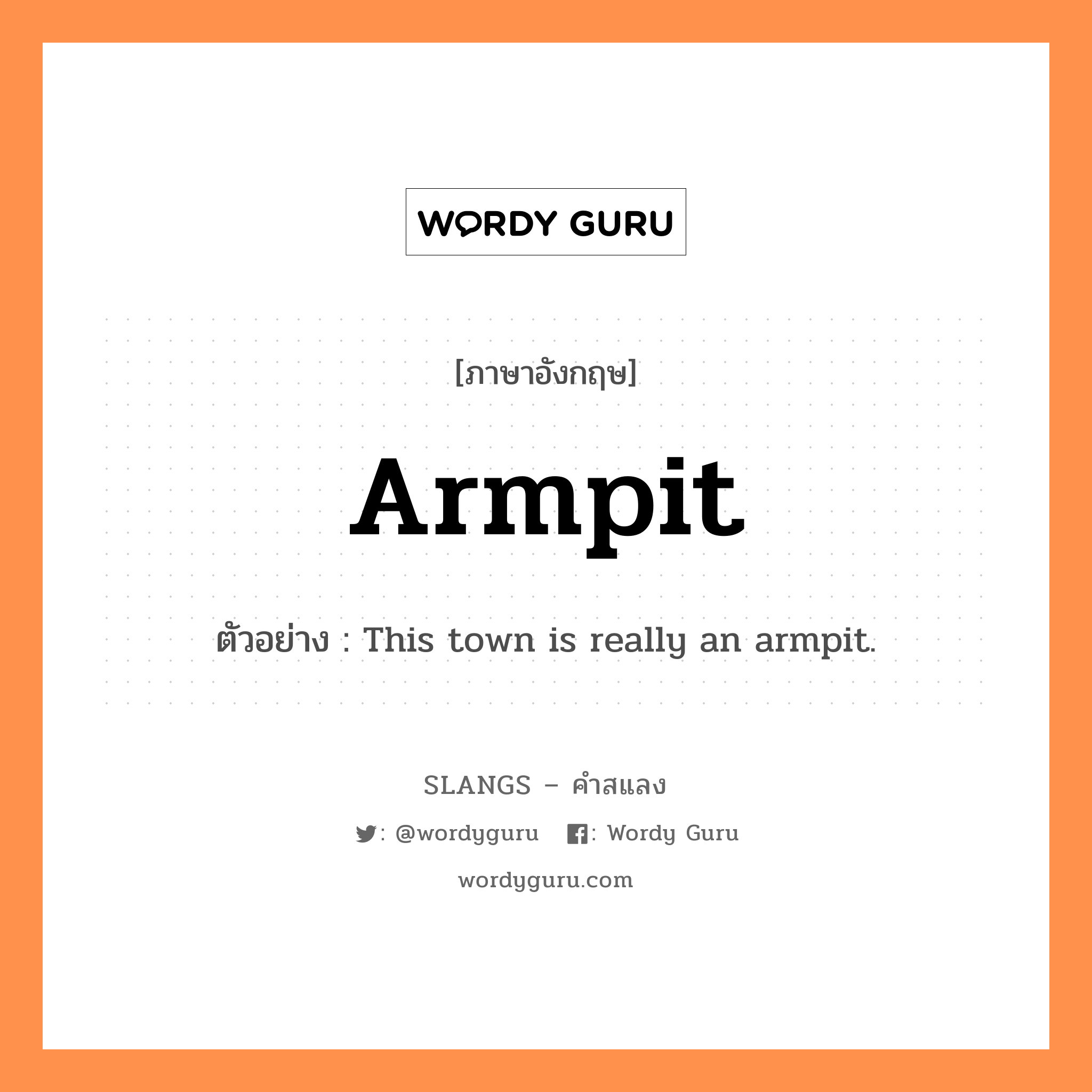 armpit แปลว่า?, คำสแลงภาษาอังกฤษ armpit ตัวอย่าง This town is really an armpit.
