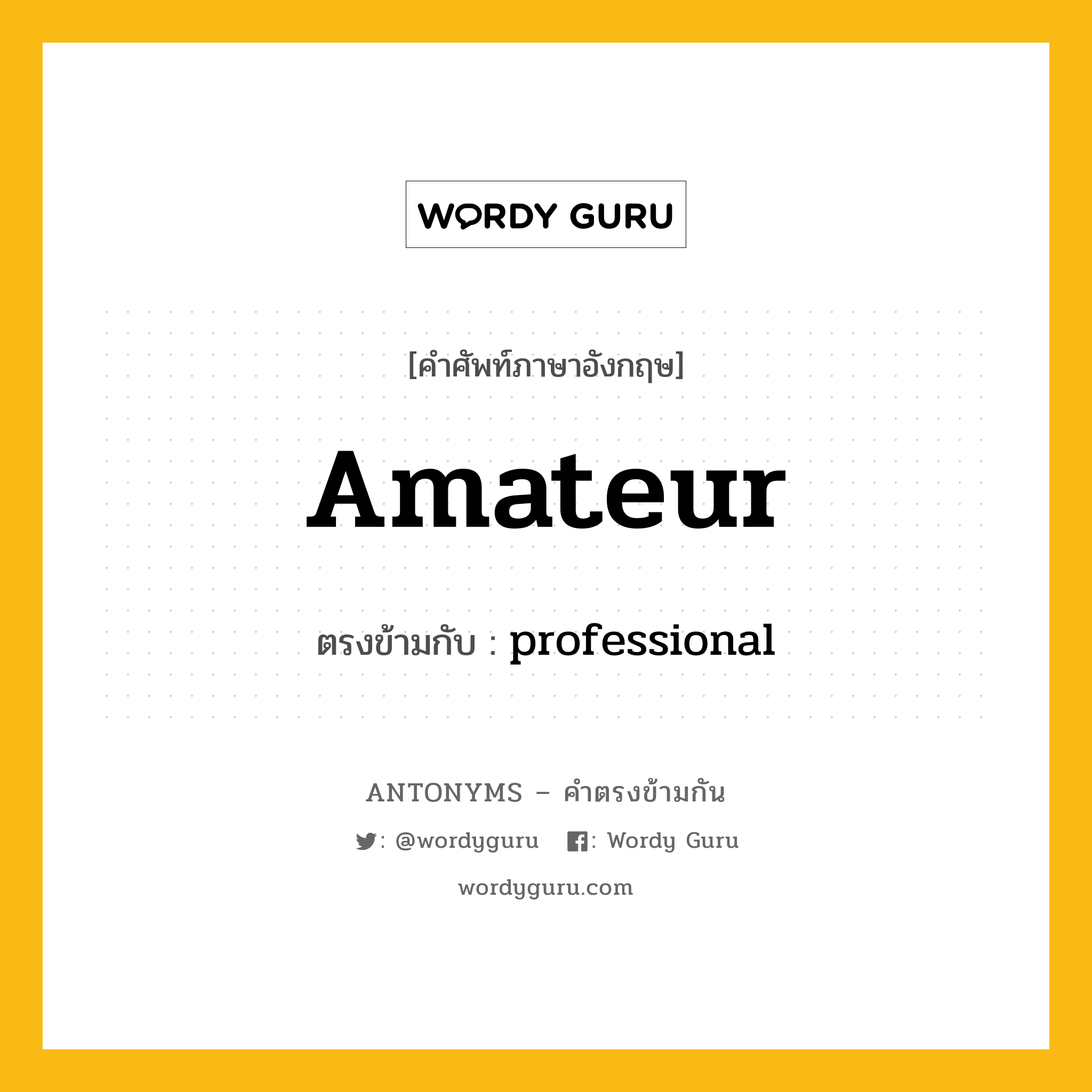 amateur เป็นคำตรงข้ามกับคำไหนบ้าง?, คำศัพท์ภาษาอังกฤษ amateur ตรงข้ามกับ professional หมวด professional