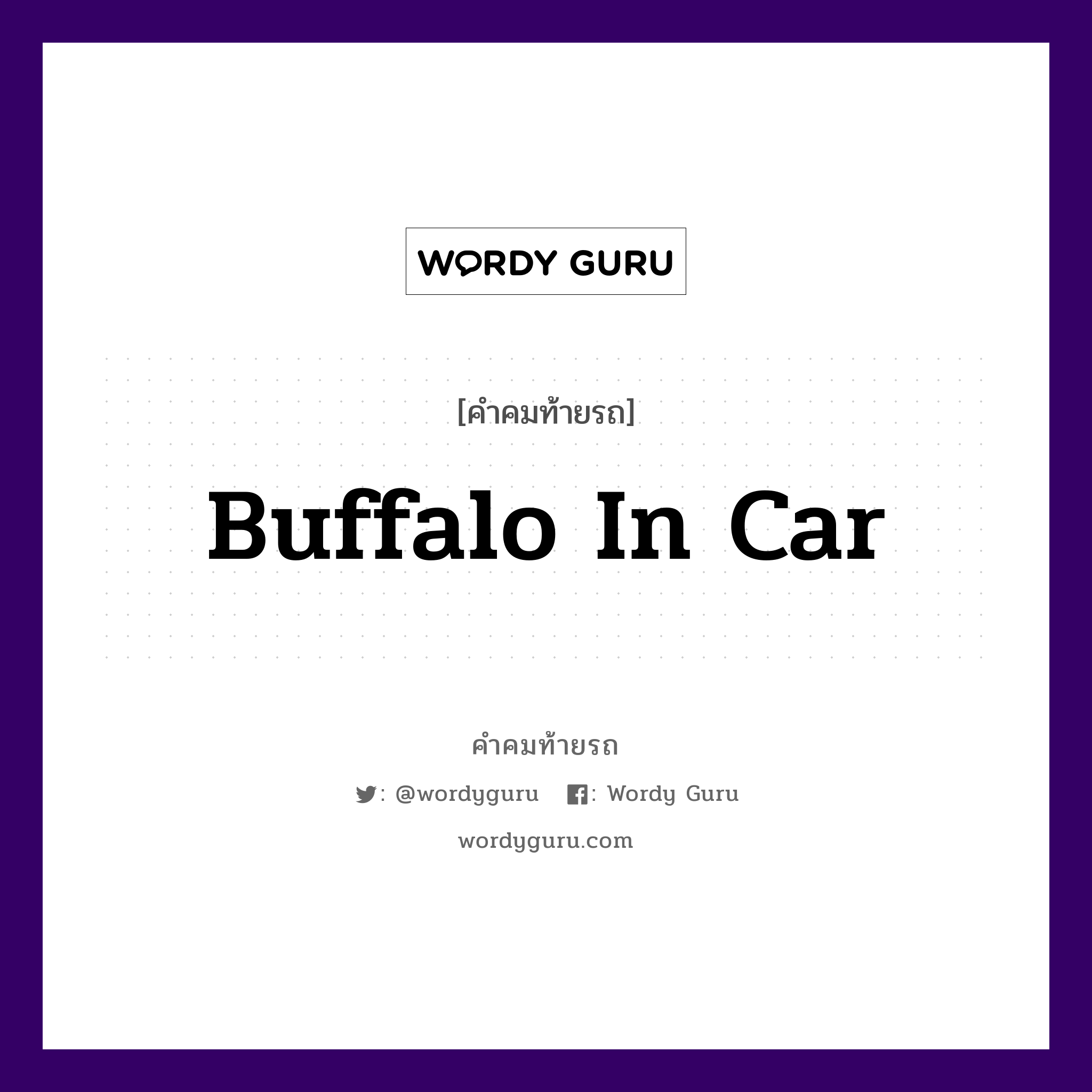 Buffalo In Car, คำคมท้ายรถ Buffalo In Car