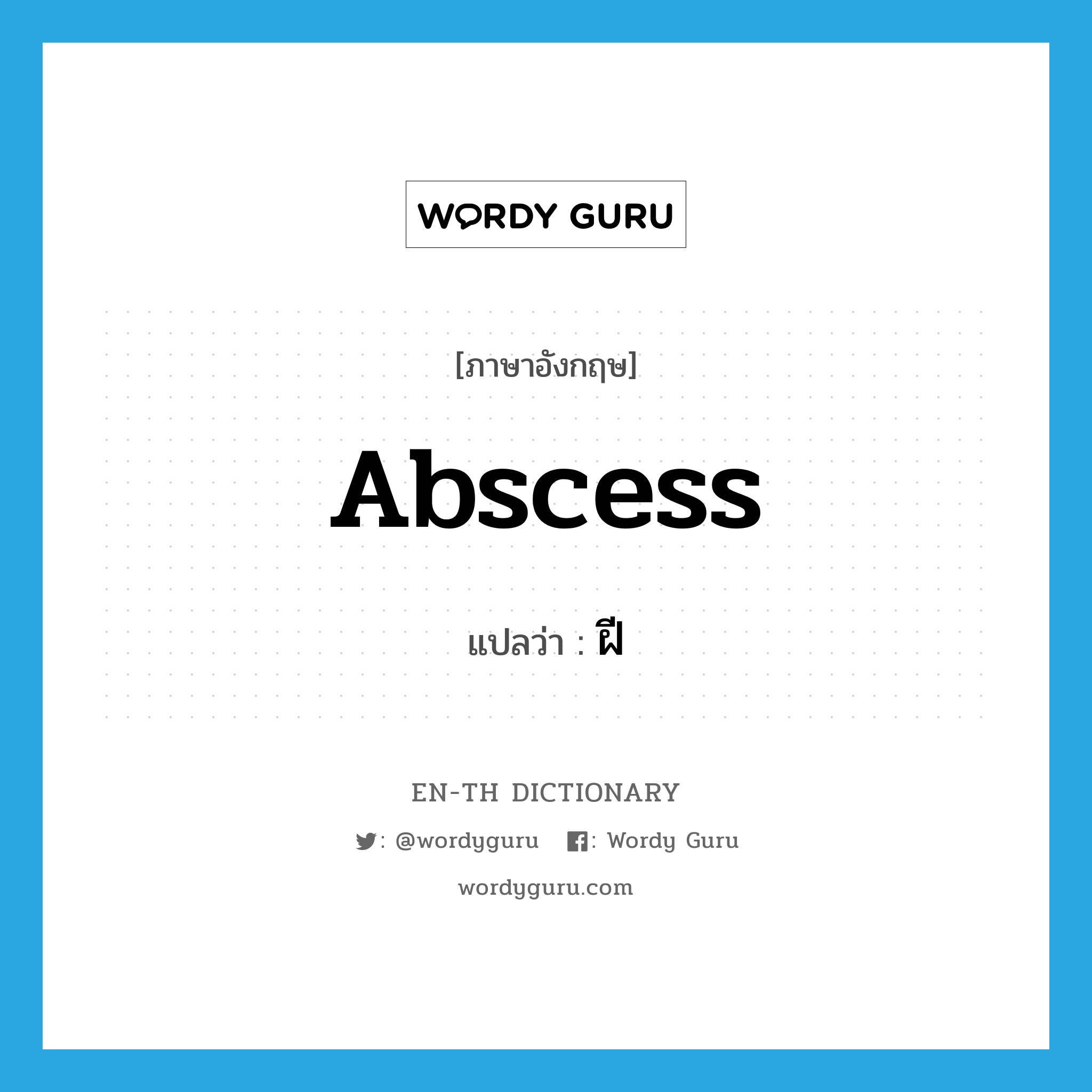 abscess แปลว่า?, คำศัพท์ภาษาอังกฤษ abscess แปลว่า ฝี ประเภท N หมวด N