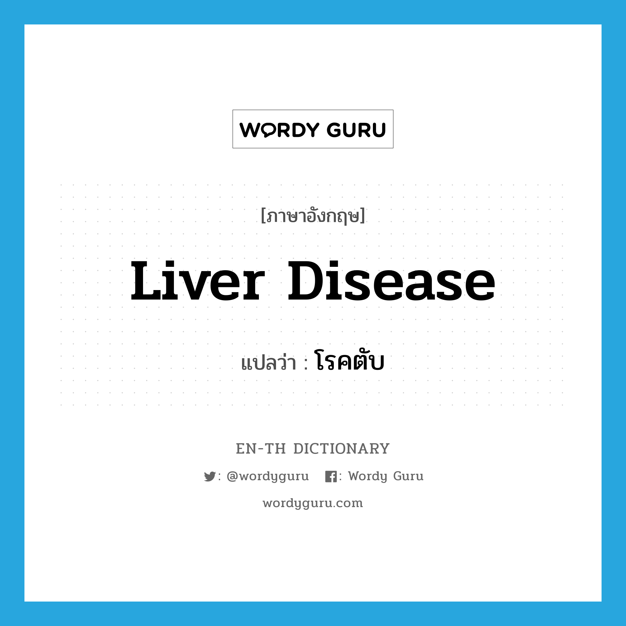 liver disease แปลว่า?, คำศัพท์ภาษาอังกฤษ liver disease แปลว่า โรคตับ ประเภท N หมวด N