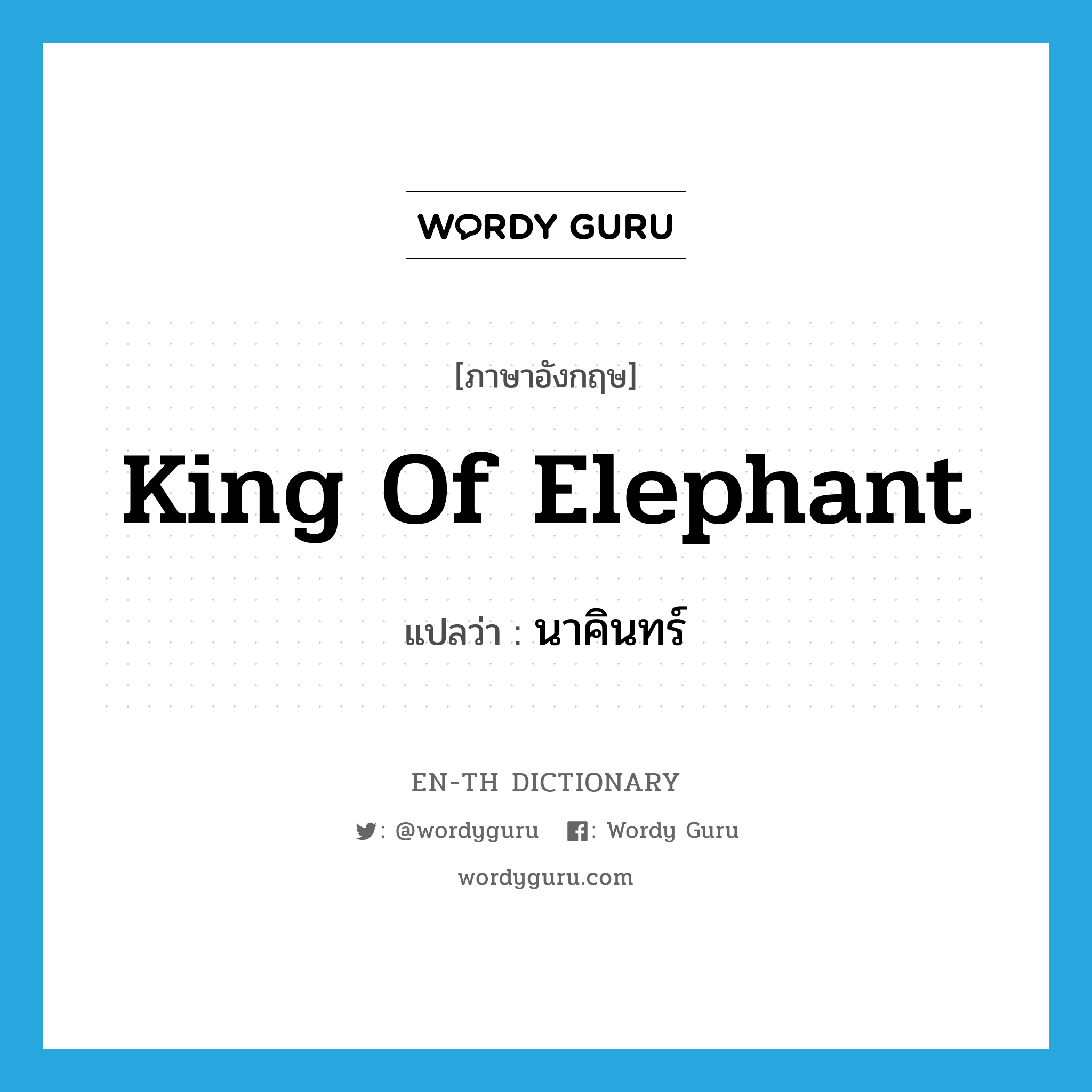 king of elephant แปลว่า?, คำศัพท์ภาษาอังกฤษ king of elephant แปลว่า นาคินทร์ ประเภท N หมวด N