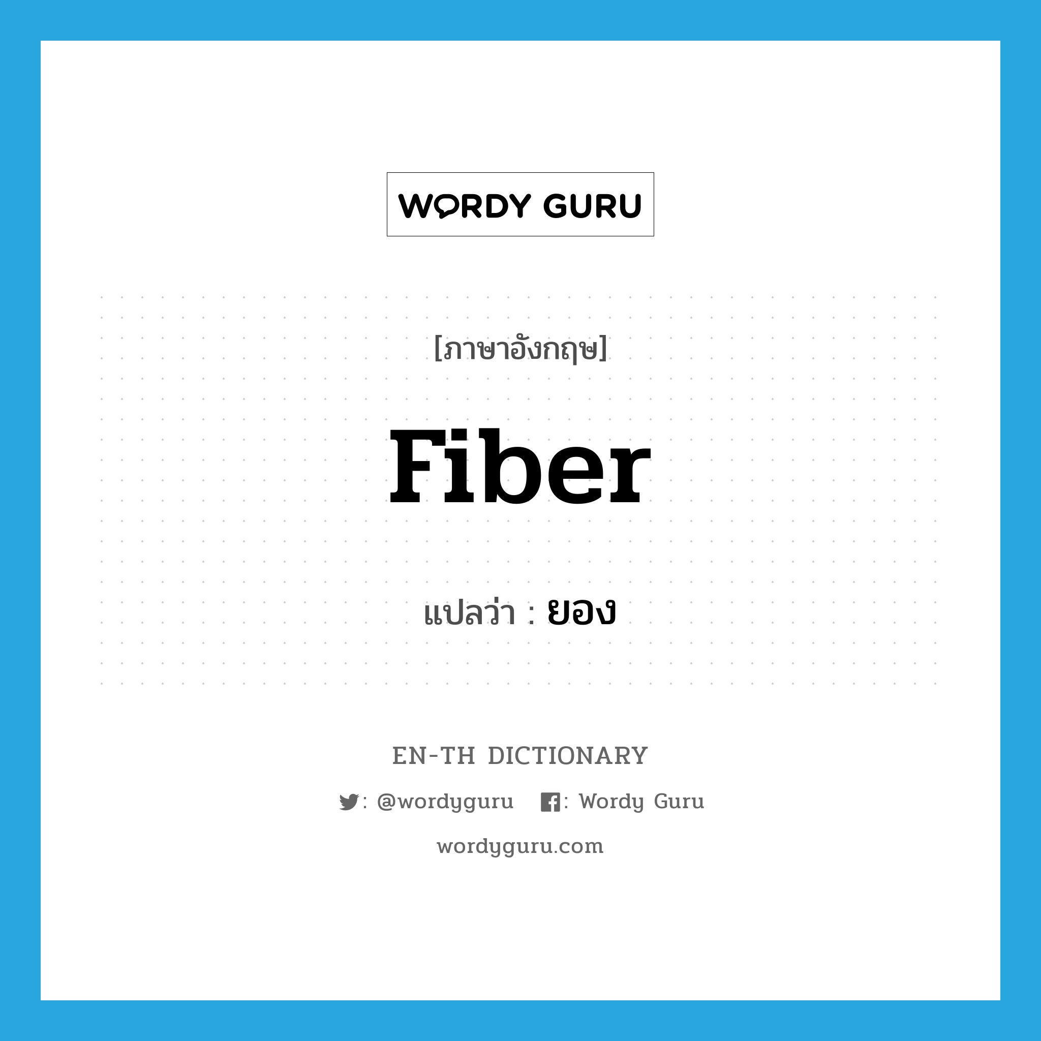 fiber แปลว่า?, คำศัพท์ภาษาอังกฤษ fiber แปลว่า ยอง ประเภท N หมวด N