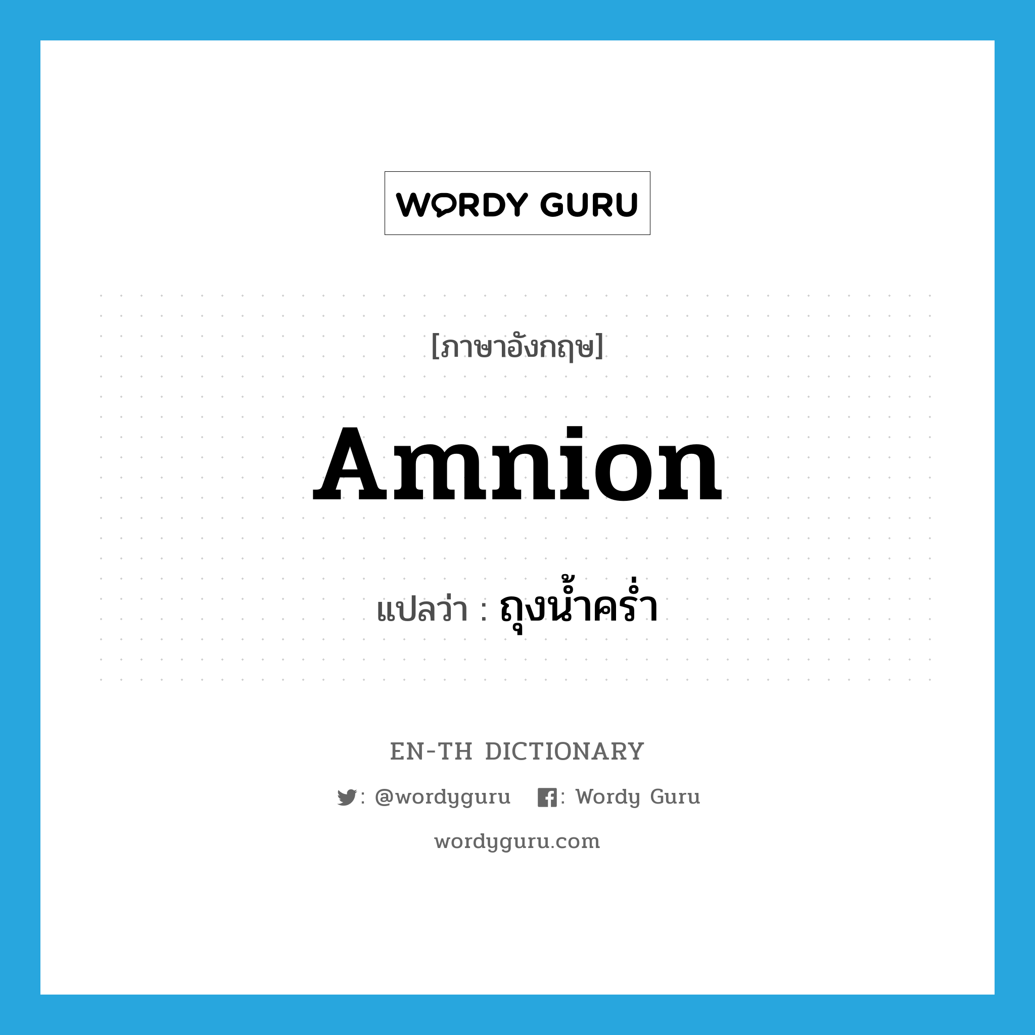 amnion แปลว่า?, คำศัพท์ภาษาอังกฤษ amnion แปลว่า ถุงน้ำคร่ำ ประเภท N หมวด N