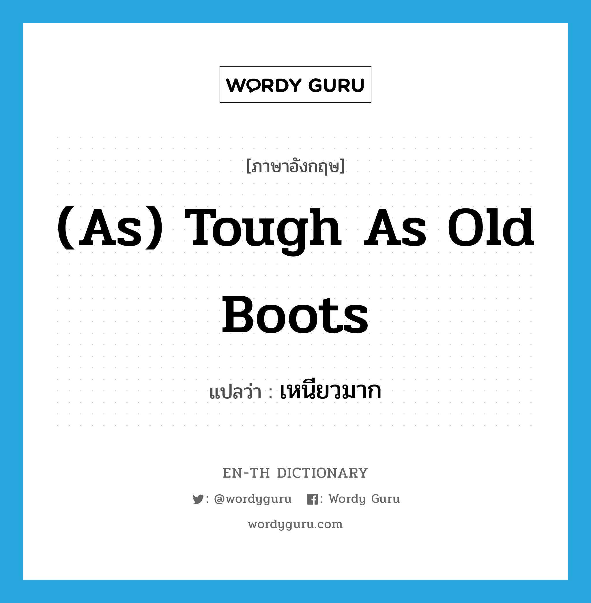 (as) tough as old boots แปลว่า?, คำศัพท์ภาษาอังกฤษ (as) tough as old boots แปลว่า เหนียวมาก ประเภท IDM หมวด IDM