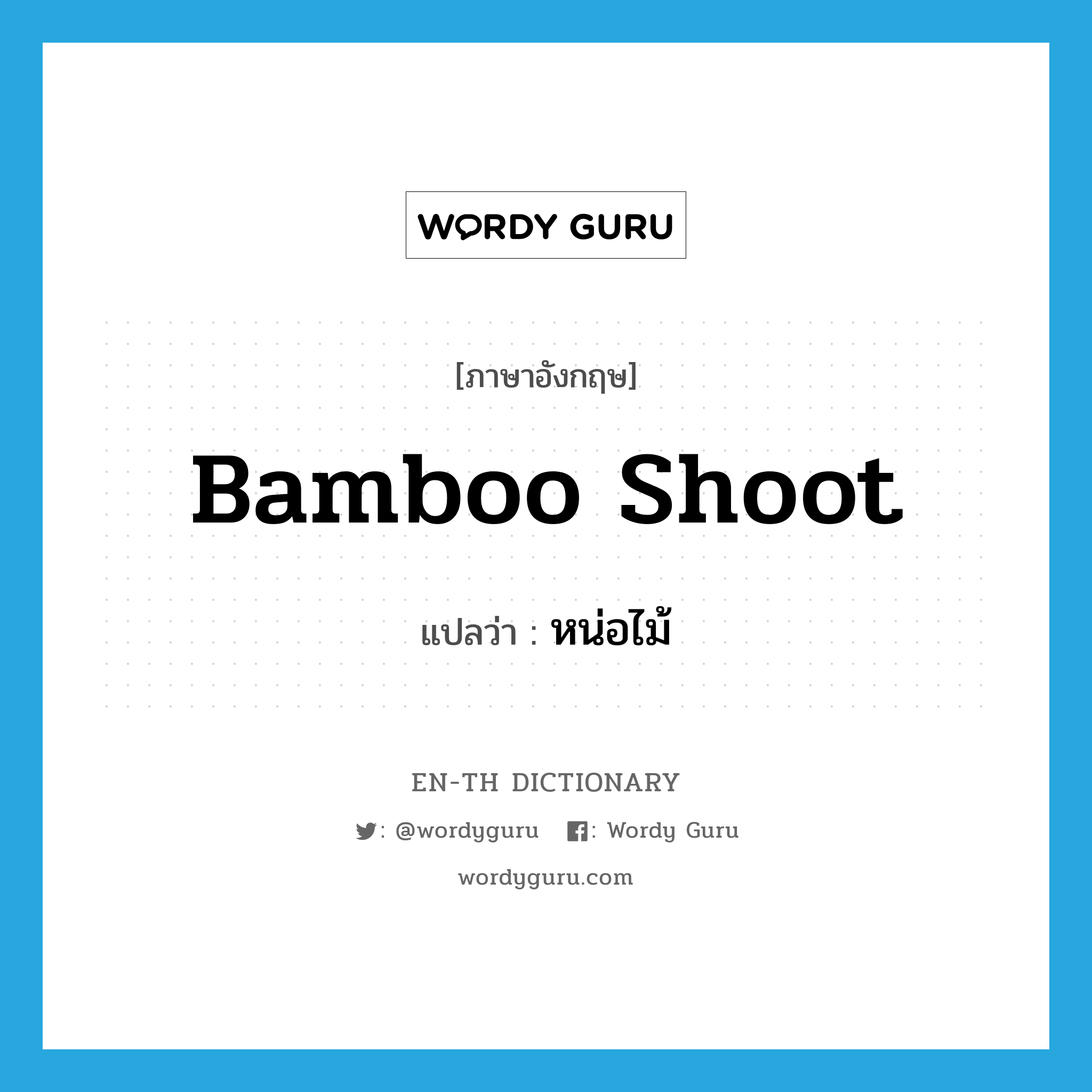 bamboo shoot แปลว่า?, คำศัพท์ภาษาอังกฤษ bamboo shoot แปลว่า หน่อไม้ ประเภท N หมวด N