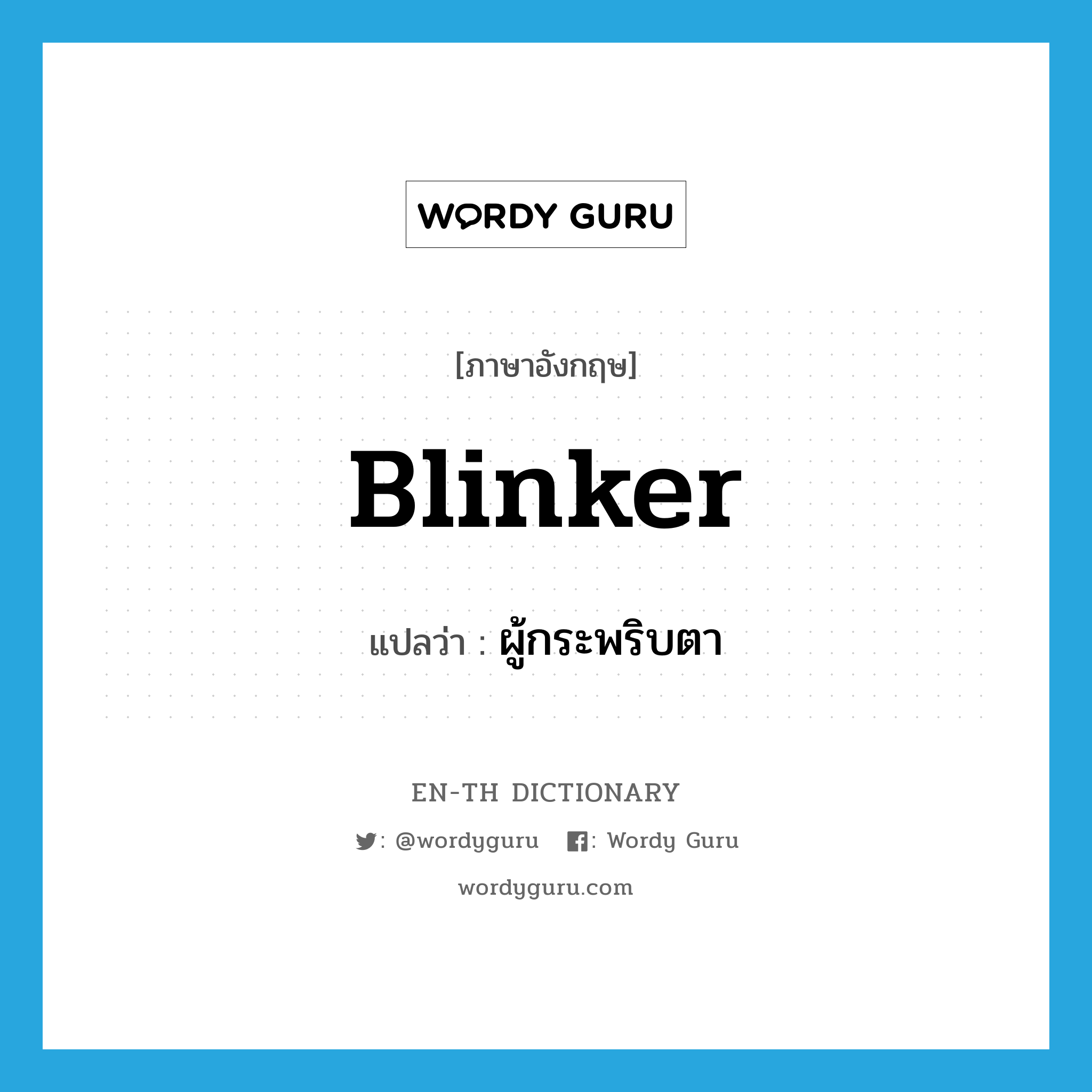 blinker แปลว่า?, คำศัพท์ภาษาอังกฤษ blinker แปลว่า ผู้กระพริบตา ประเภท N หมวด N