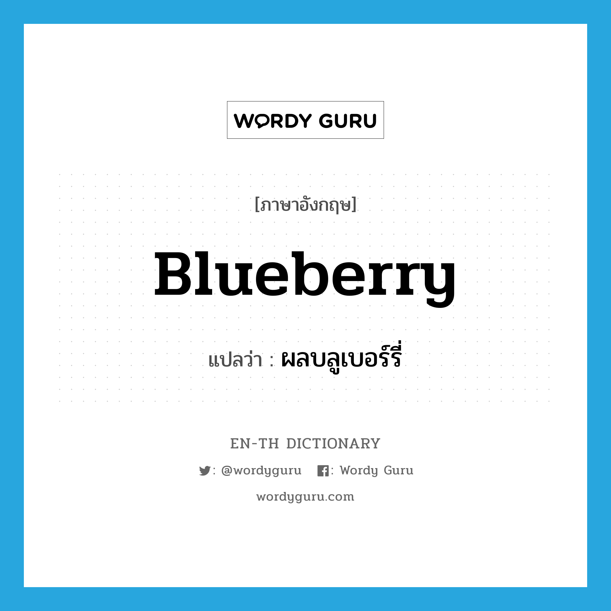 blueberry แปลว่า?, คำศัพท์ภาษาอังกฤษ blueberry แปลว่า ผลบลูเบอร์รี่ ประเภท N หมวด N