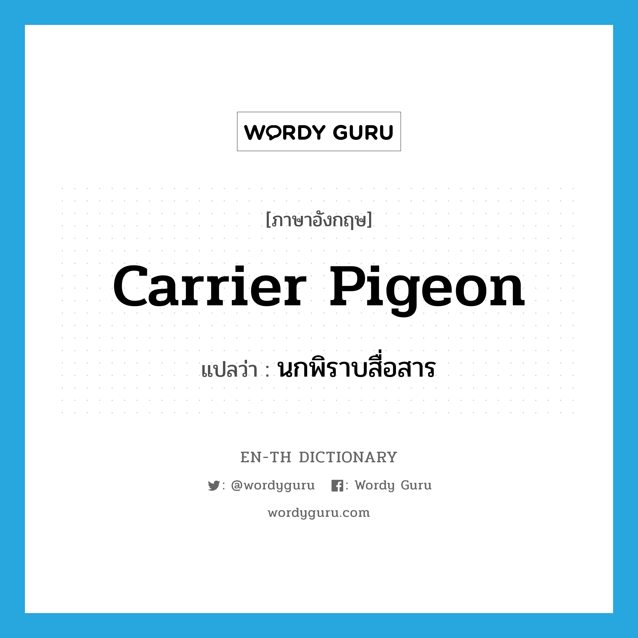 carrier pigeon แปลว่า?, คำศัพท์ภาษาอังกฤษ carrier pigeon แปลว่า นกพิราบสื่อสาร ประเภท N หมวด N