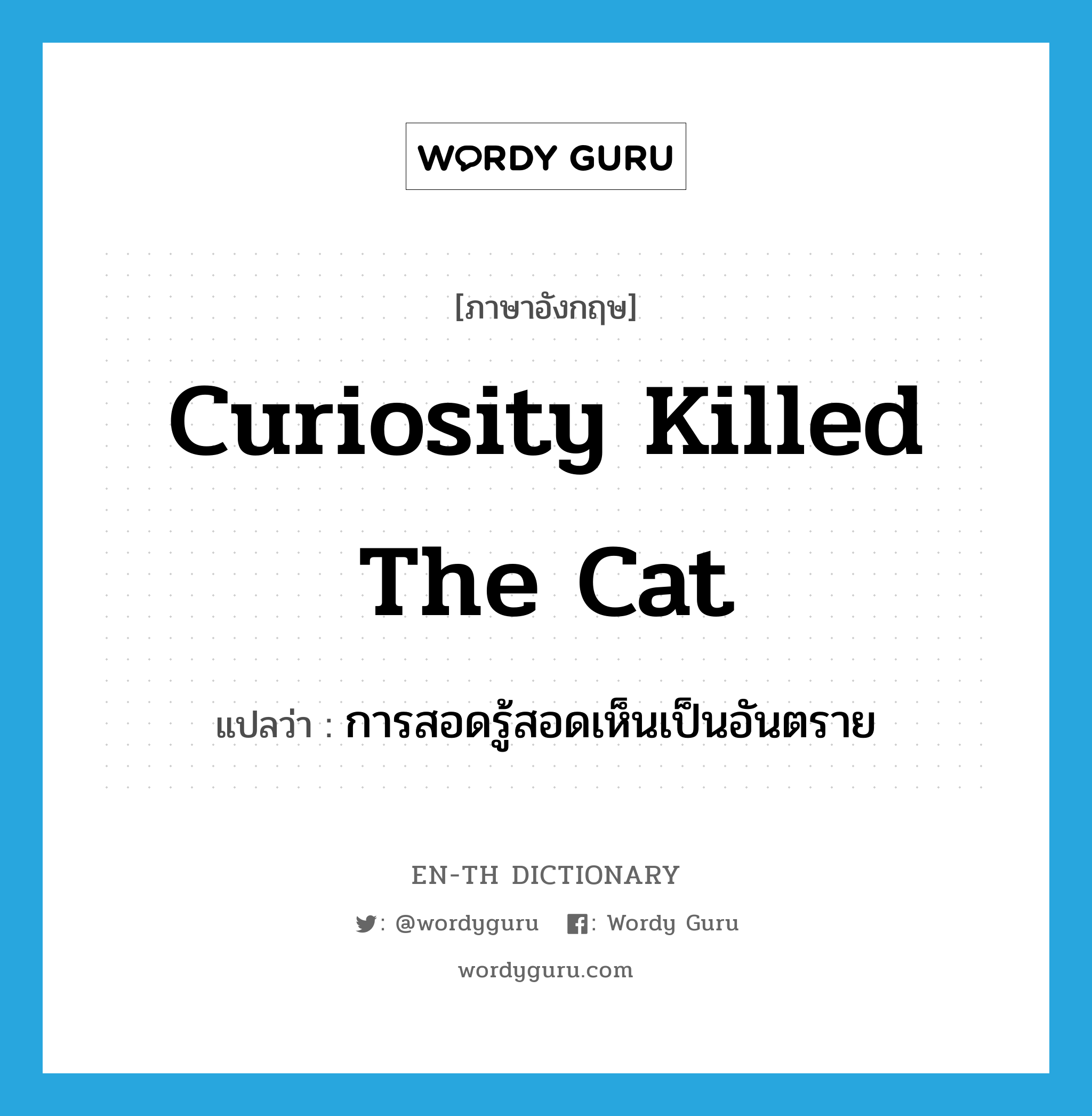 Curiosity killed the cat แปลว่า?, คำศัพท์ภาษาอังกฤษ Curiosity killed the cat แปลว่า การสอดรู้สอดเห็นเป็นอันตราย ประเภท IDM หมวด IDM