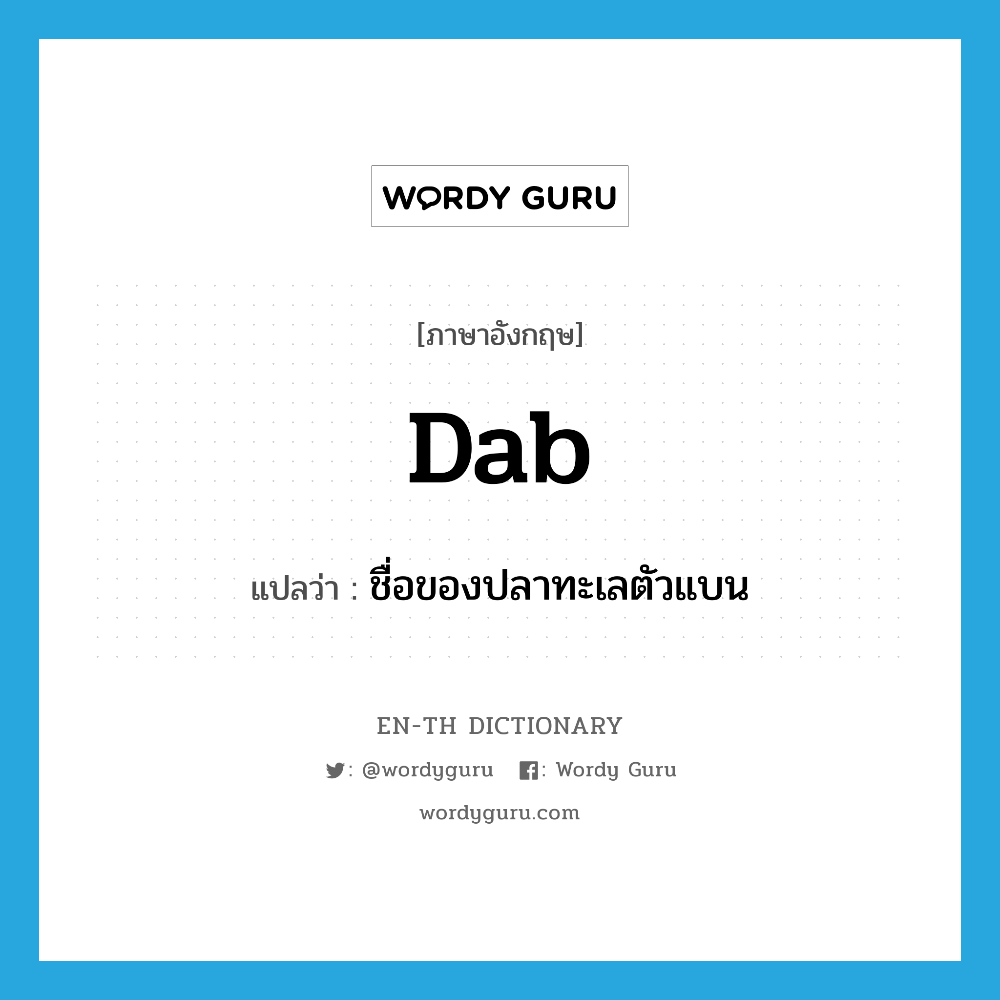 dab แปลว่า?, คำศัพท์ภาษาอังกฤษ dab แปลว่า ชื่อของปลาทะเลตัวแบน ประเภท N หมวด N