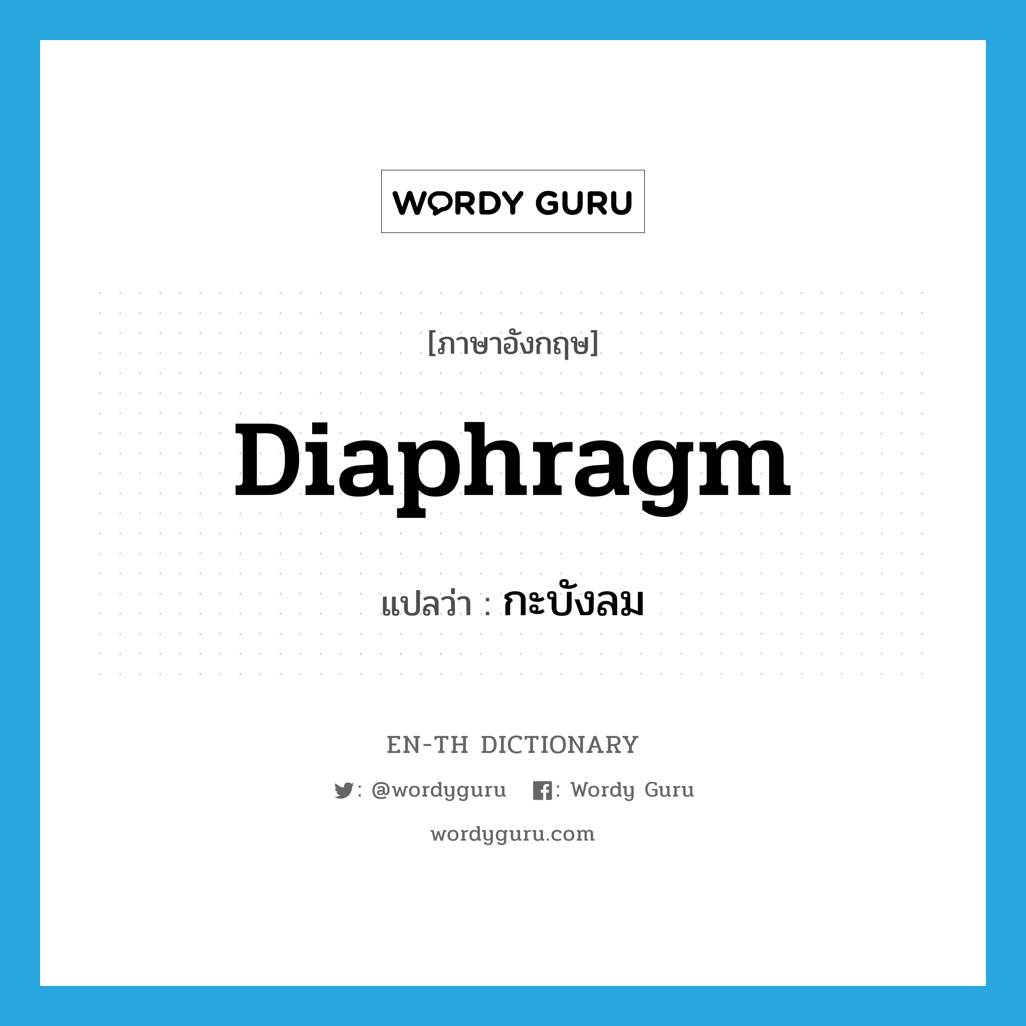 diaphragm แปลว่า?, คำศัพท์ภาษาอังกฤษ diaphragm แปลว่า กะบังลม ประเภท N หมวด N