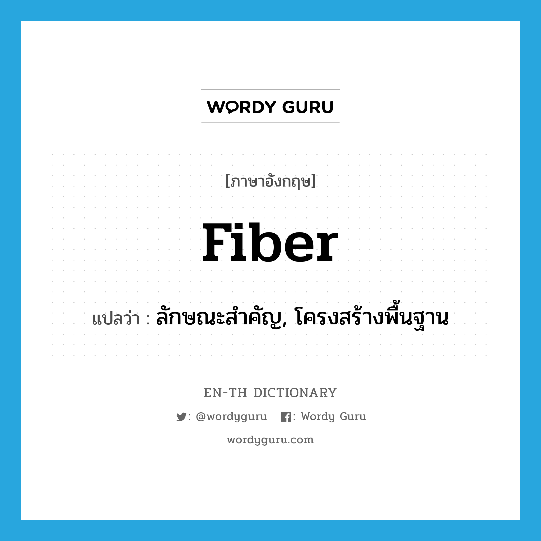 fiber แปลว่า?, คำศัพท์ภาษาอังกฤษ fiber แปลว่า ลักษณะสำคัญ, โครงสร้างพื้นฐาน ประเภท N หมวด N