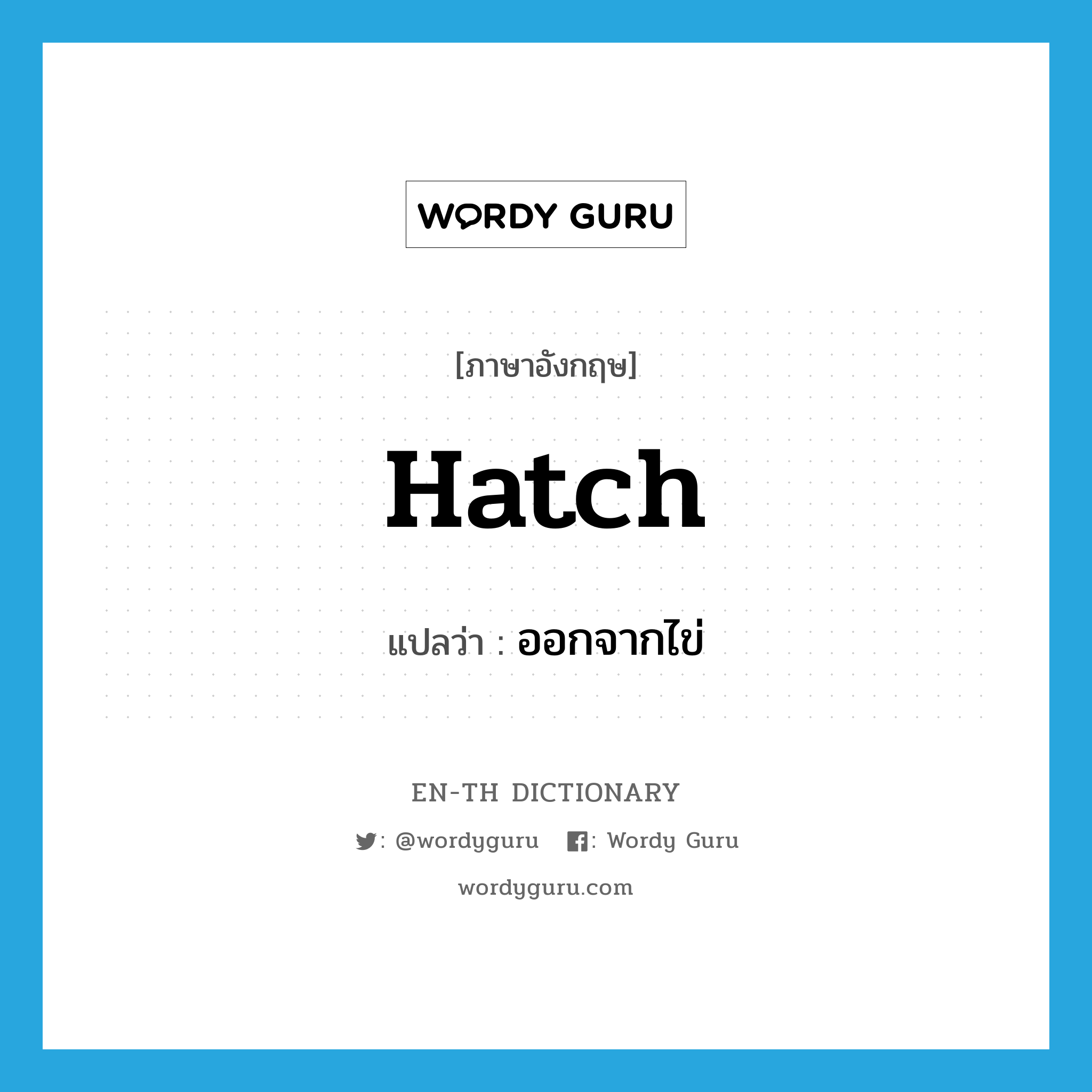 hatch แปลว่า?, คำศัพท์ภาษาอังกฤษ hatch แปลว่า ออกจากไข่ ประเภท VI หมวด VI
