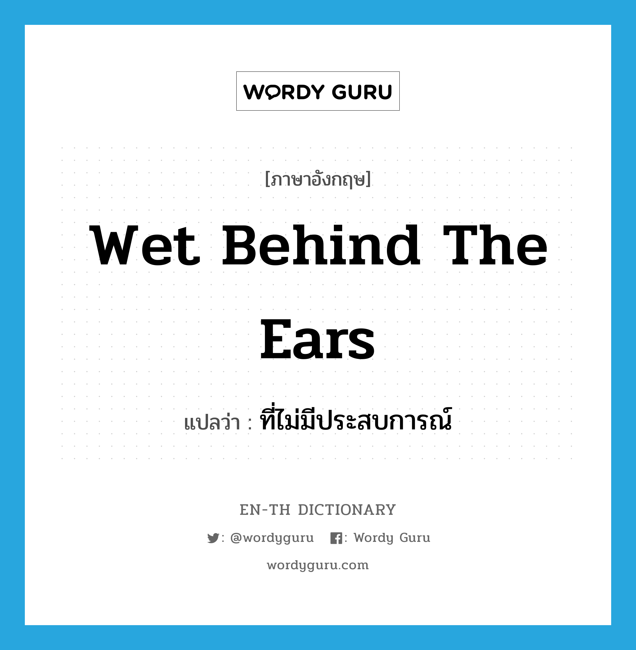 wet behind the ears แปลว่า?, คำศัพท์ภาษาอังกฤษ wet behind the ears แปลว่า ที่ไม่มีประสบการณ์ ประเภท IDM หมวด IDM