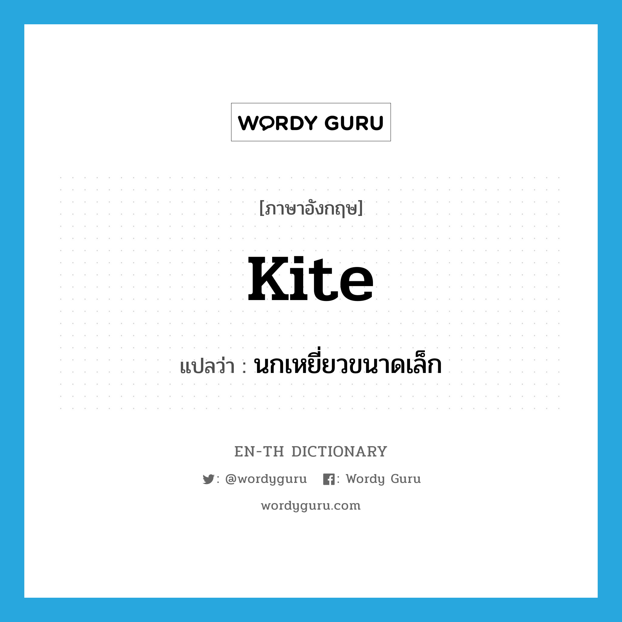 kite แปลว่า?, คำศัพท์ภาษาอังกฤษ kite แปลว่า นกเหยี่ยวขนาดเล็ก ประเภท N หมวด N