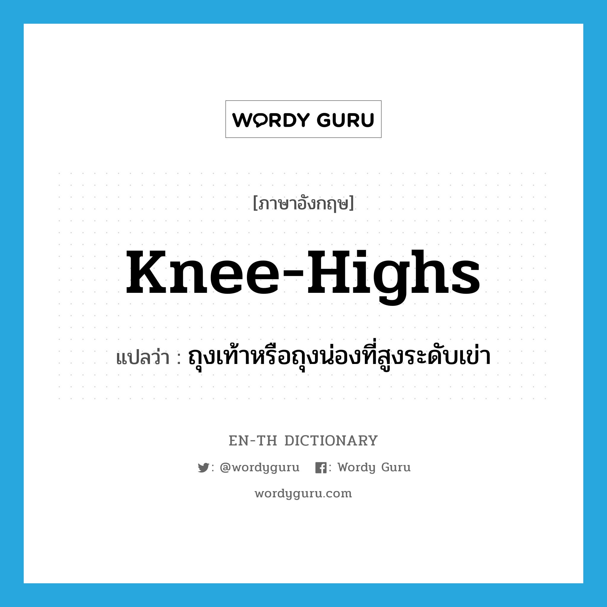 knee-highs แปลว่า?, คำศัพท์ภาษาอังกฤษ knee-highs แปลว่า ถุงเท้าหรือถุงน่องที่สูงระดับเข่า ประเภท N หมวด N