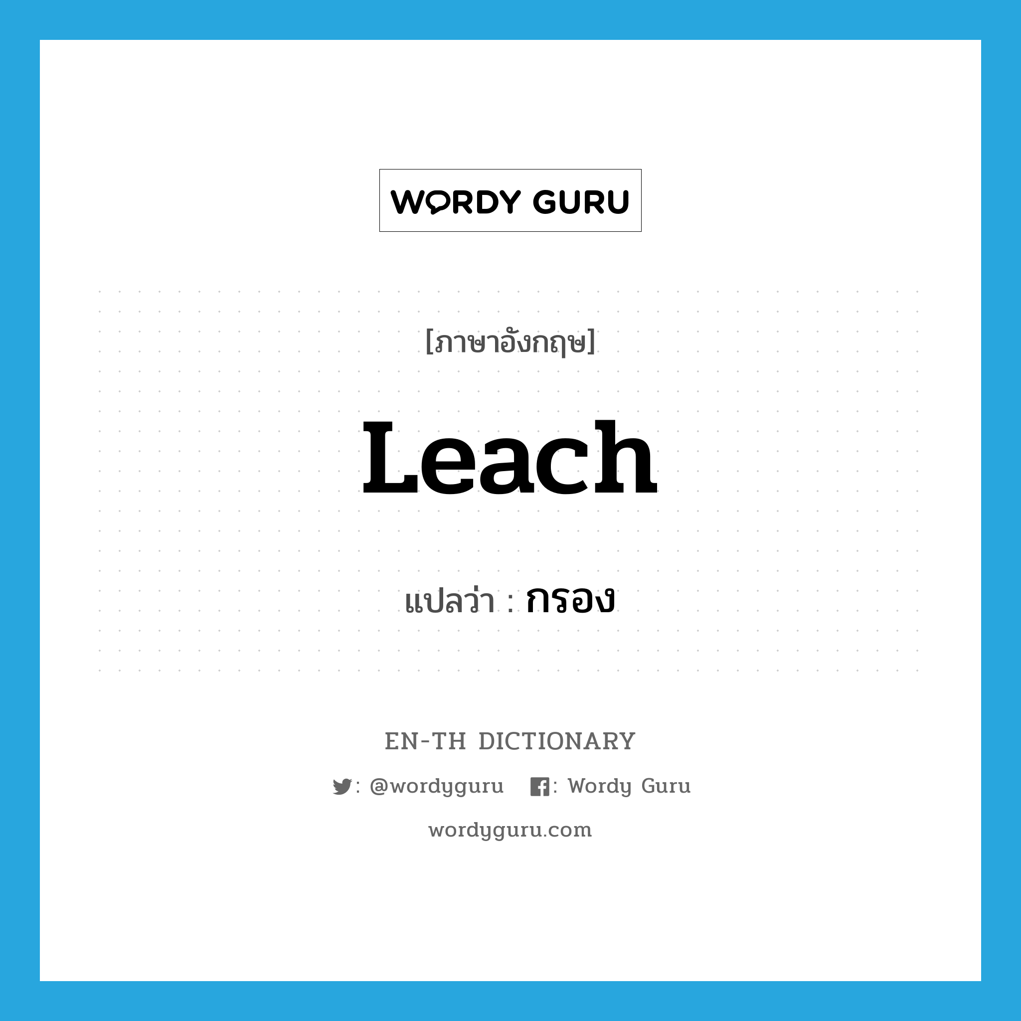 leach แปลว่า?, คำศัพท์ภาษาอังกฤษ leach แปลว่า กรอง ประเภท VI หมวด VI