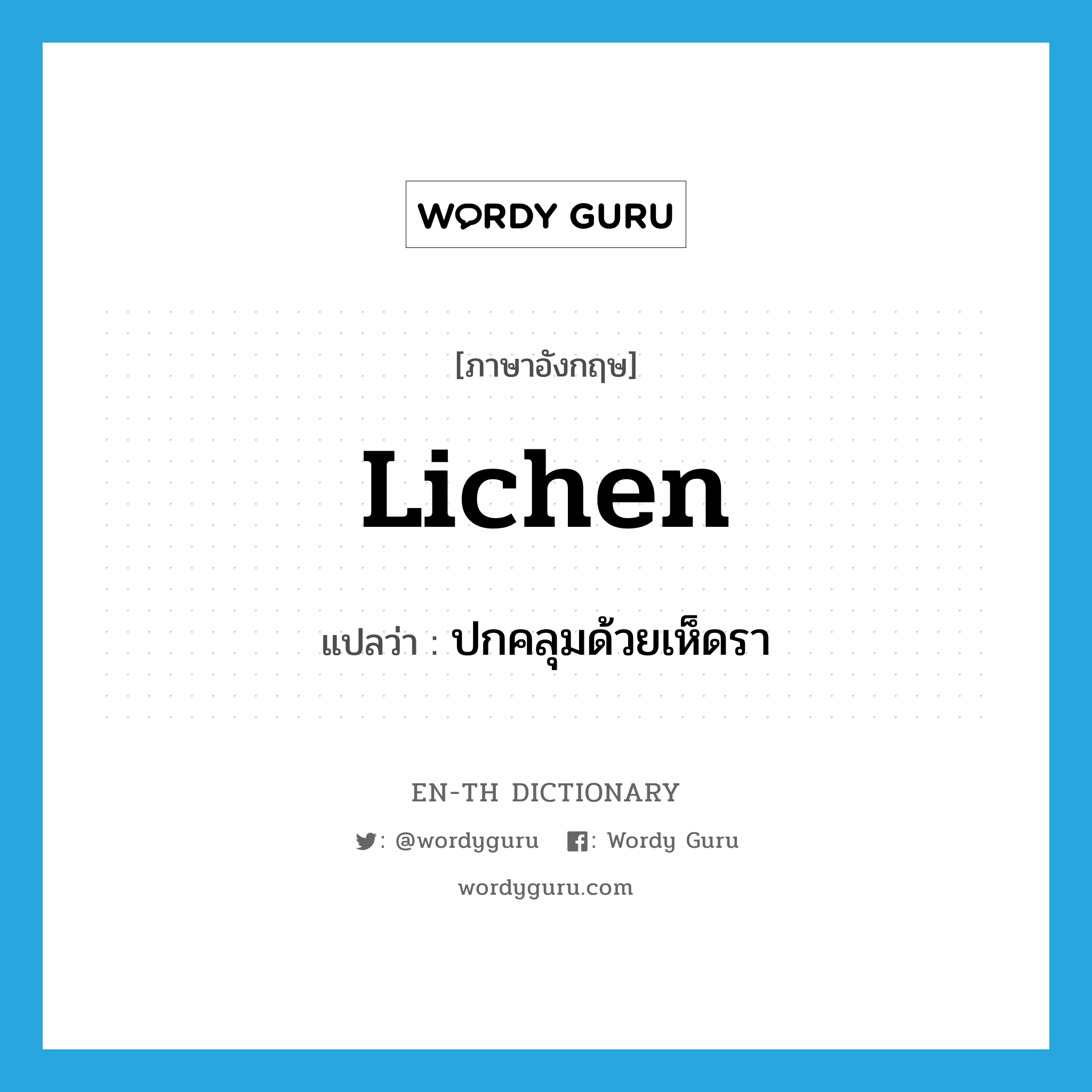 lichen แปลว่า?, คำศัพท์ภาษาอังกฤษ lichen แปลว่า ปกคลุมด้วยเห็ดรา ประเภท VT หมวด VT