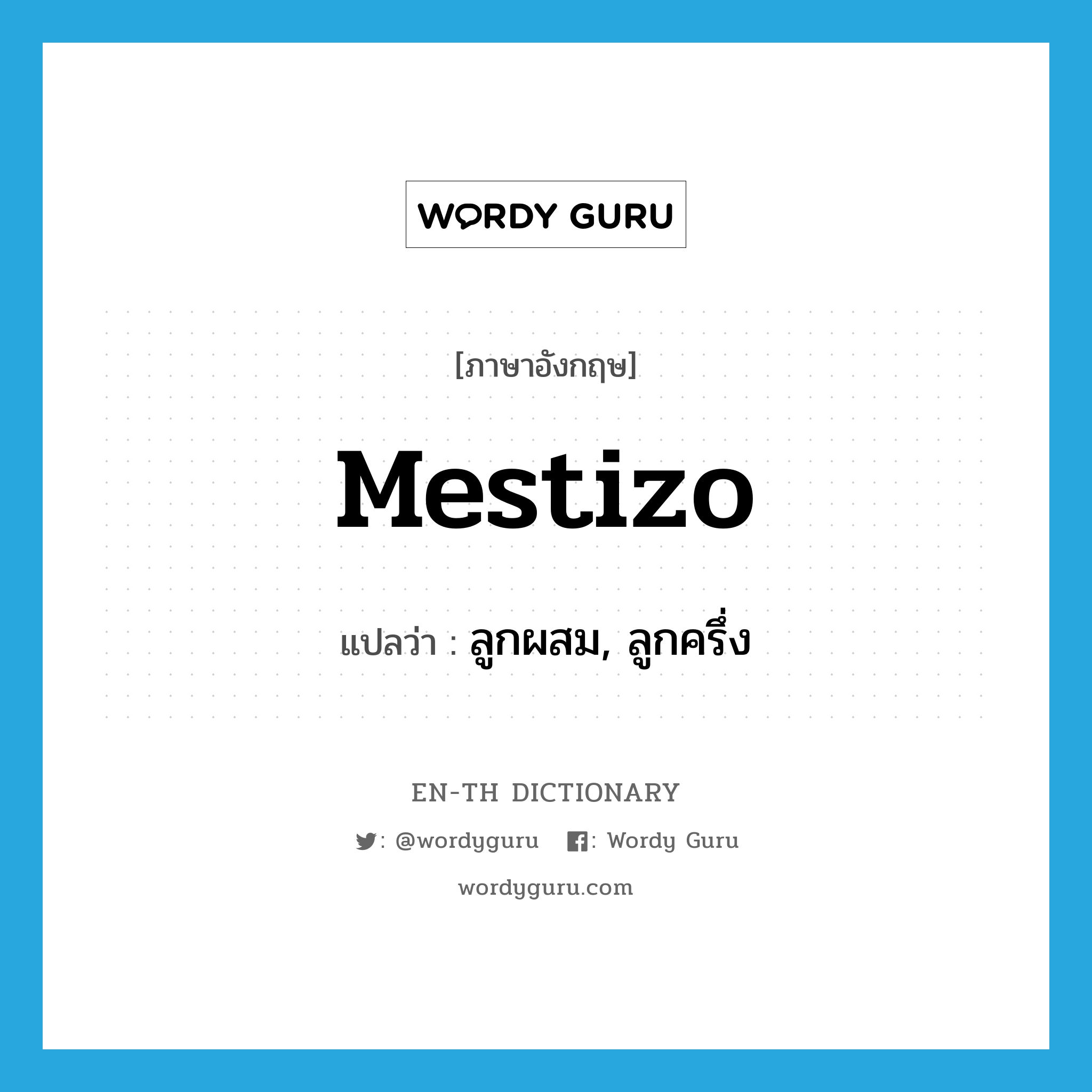 mestizo แปลว่า?, คำศัพท์ภาษาอังกฤษ mestizo แปลว่า ลูกผสม, ลูกครึ่ง ประเภท N หมวด N