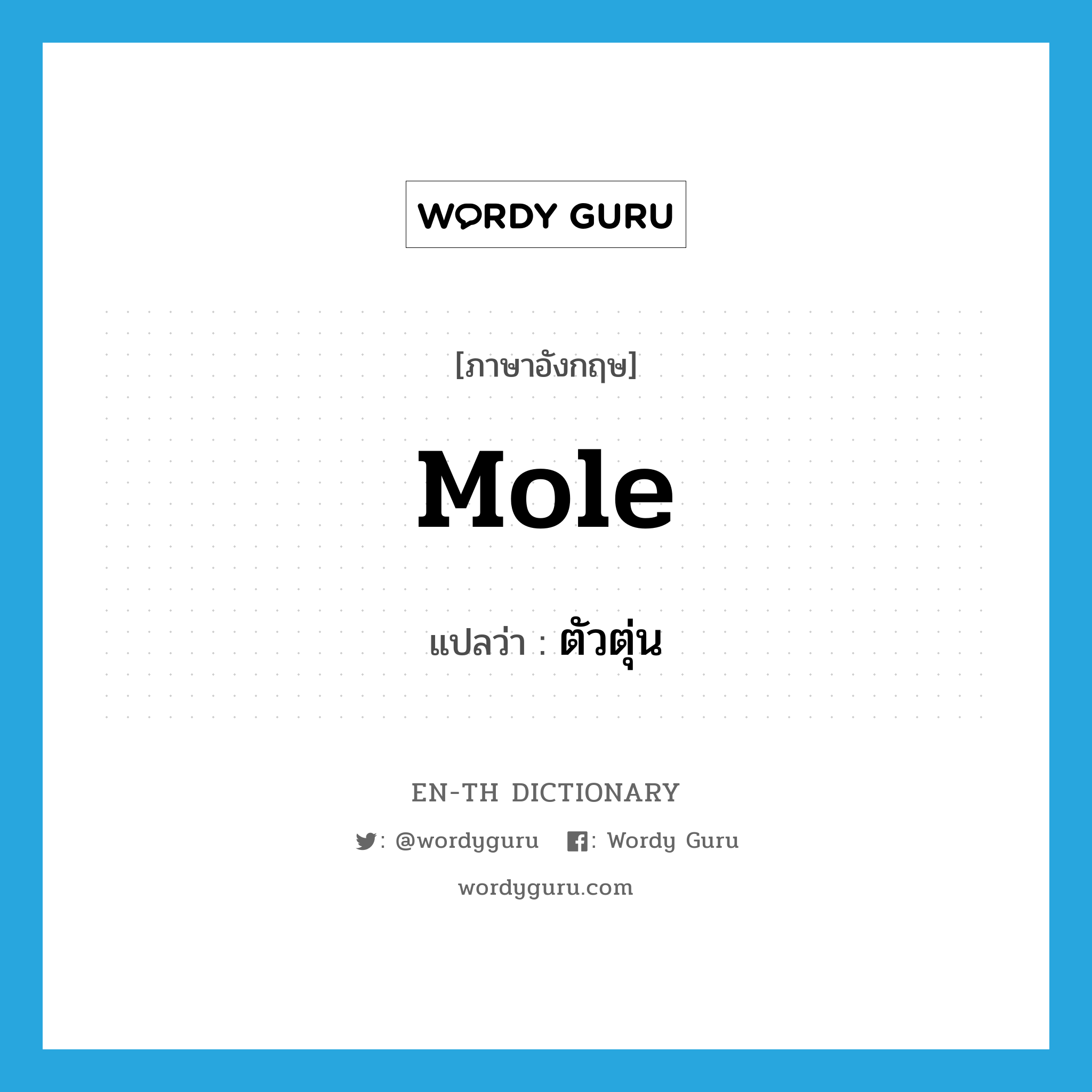 mole แปลว่า?, คำศัพท์ภาษาอังกฤษ mole แปลว่า ตัวตุ่น ประเภท N หมวด N