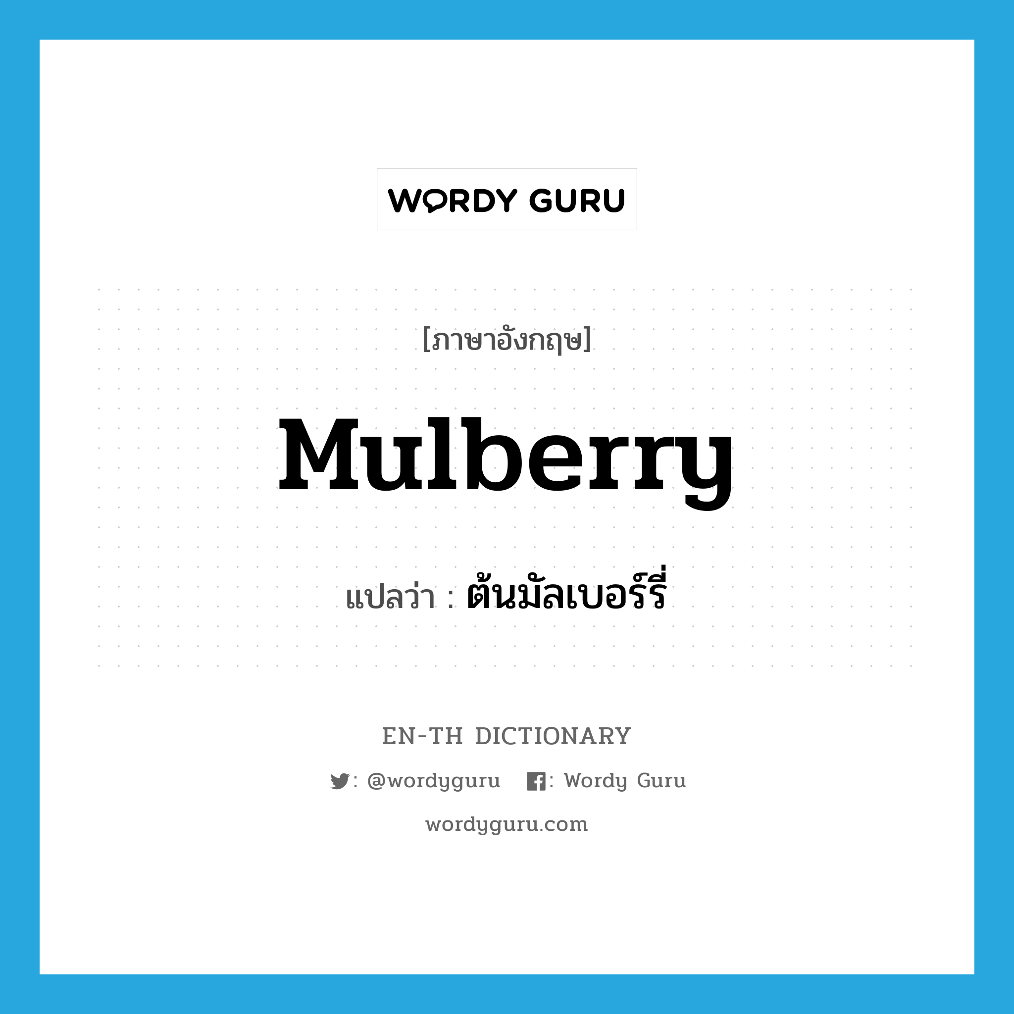 mulberry แปลว่า?, คำศัพท์ภาษาอังกฤษ mulberry แปลว่า ต้นมัลเบอร์รี่ ประเภท N หมวด N