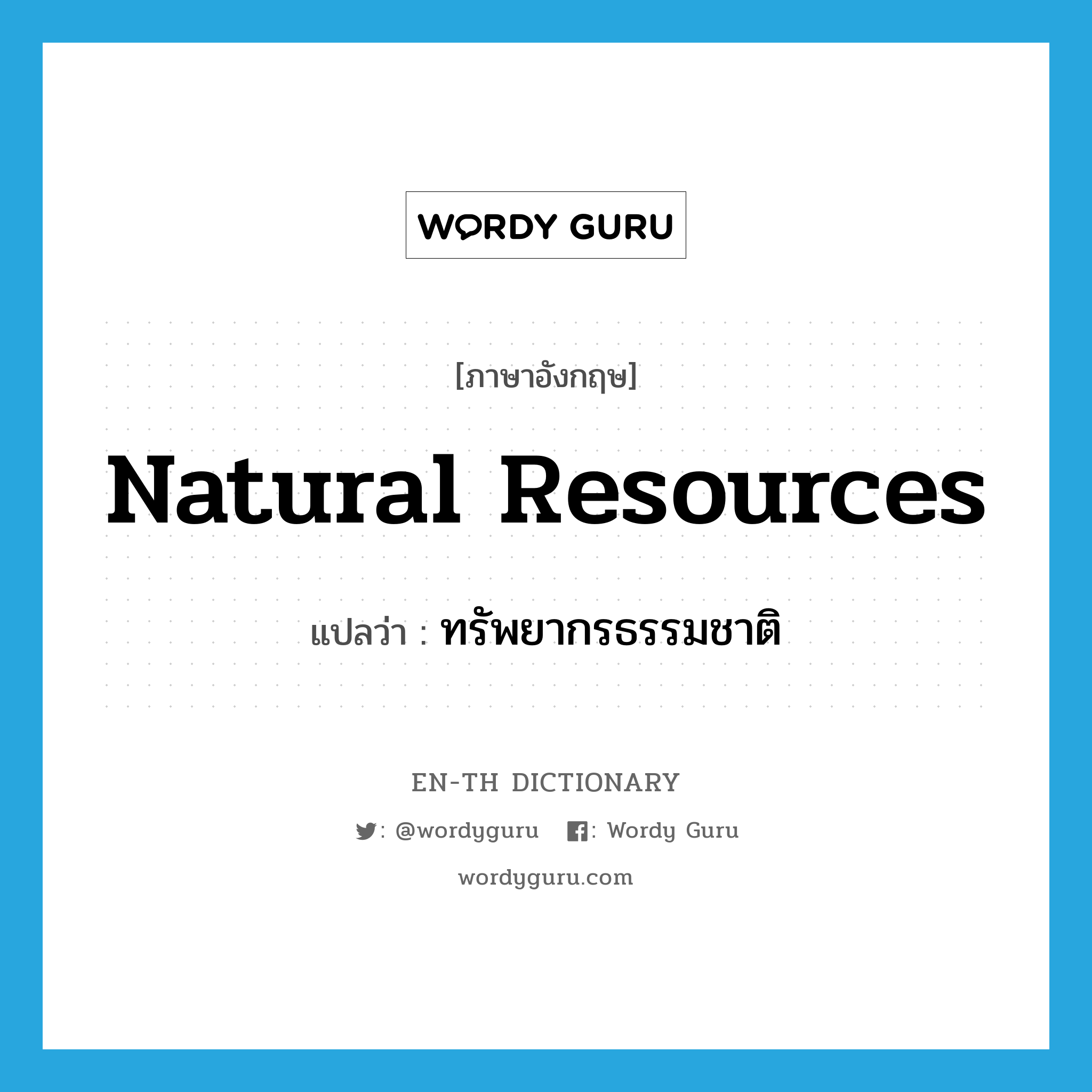 natural resources แปลว่า?, คำศัพท์ภาษาอังกฤษ natural resources แปลว่า ทรัพยากรธรรมชาติ ประเภท N หมวด N