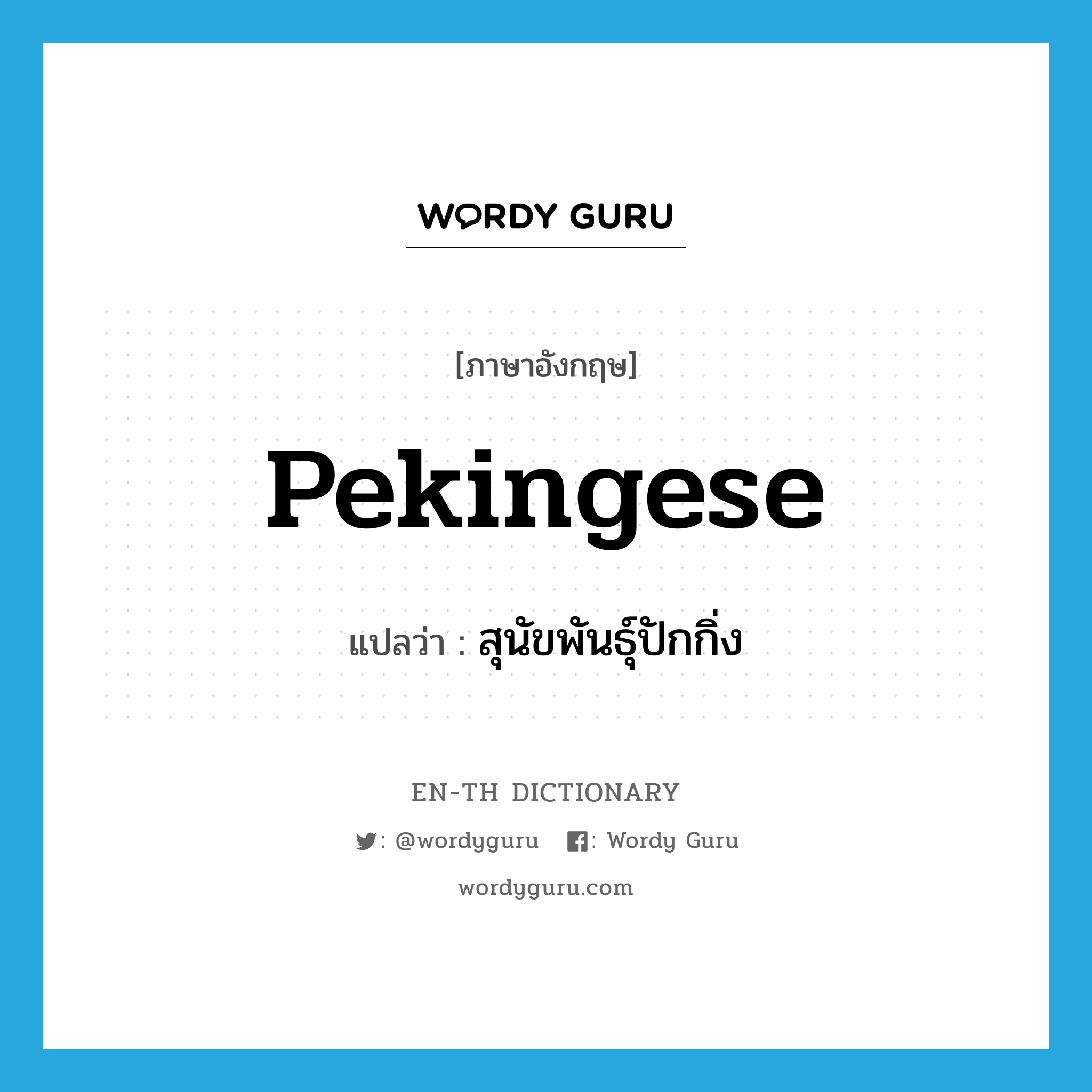Pekingese แปลว่า?, คำศัพท์ภาษาอังกฤษ Pekingese แปลว่า สุนัขพันธุ์ปักกิ่ง ประเภท N หมวด N