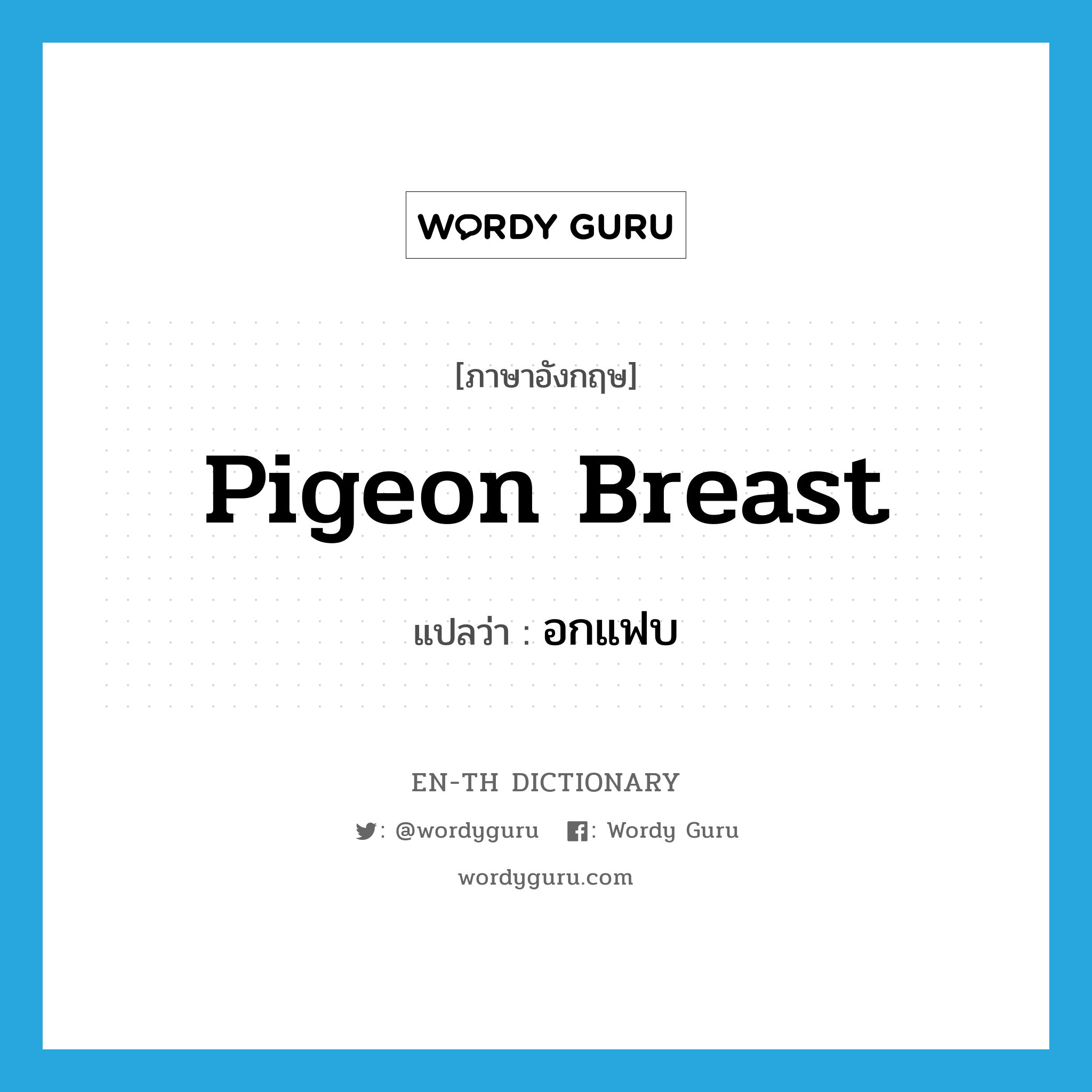 pigeon breast แปลว่า?, คำศัพท์ภาษาอังกฤษ pigeon breast แปลว่า อกแฟบ ประเภท N หมวด N
