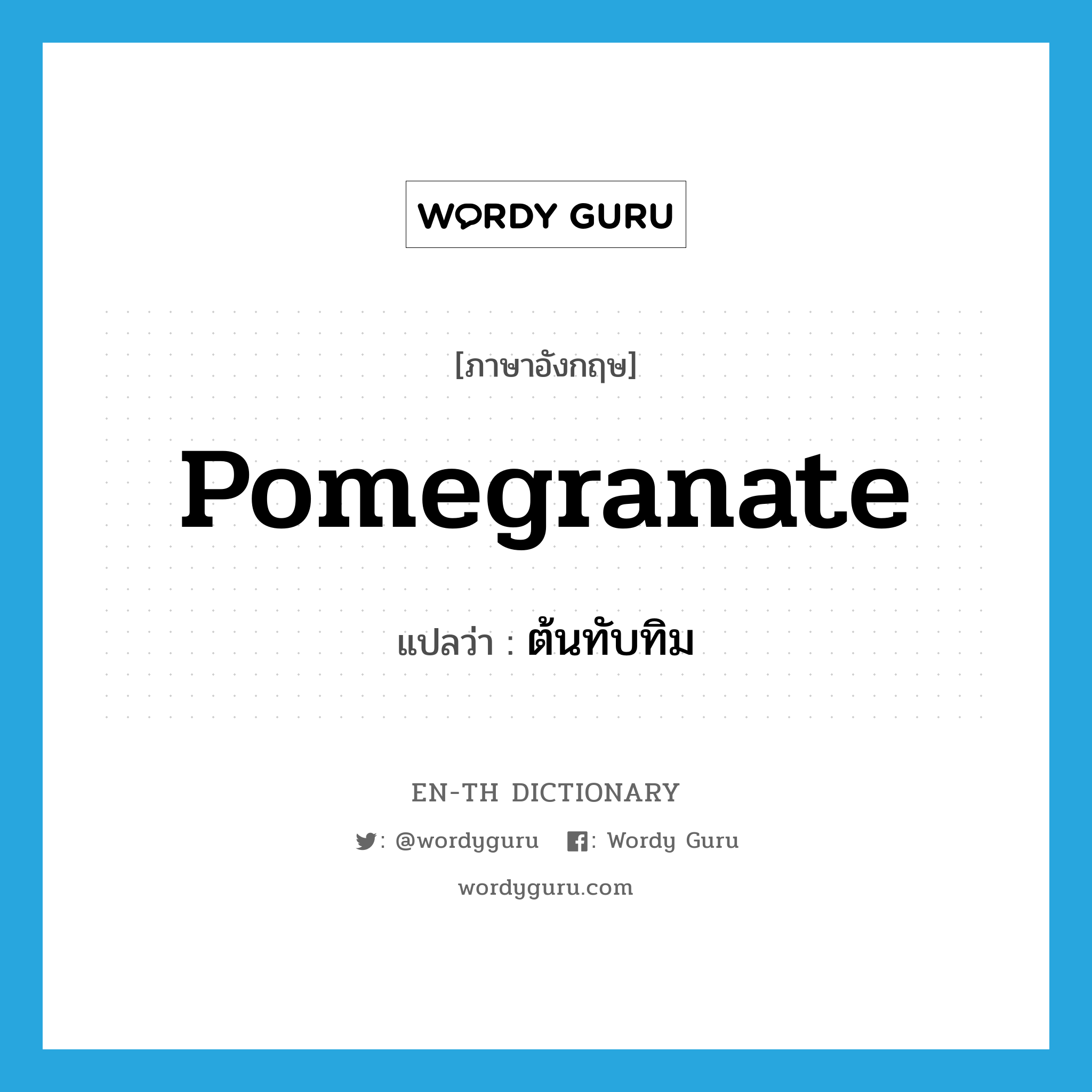 pomegranate แปลว่า?, คำศัพท์ภาษาอังกฤษ pomegranate แปลว่า ต้นทับทิม ประเภท N หมวด N
