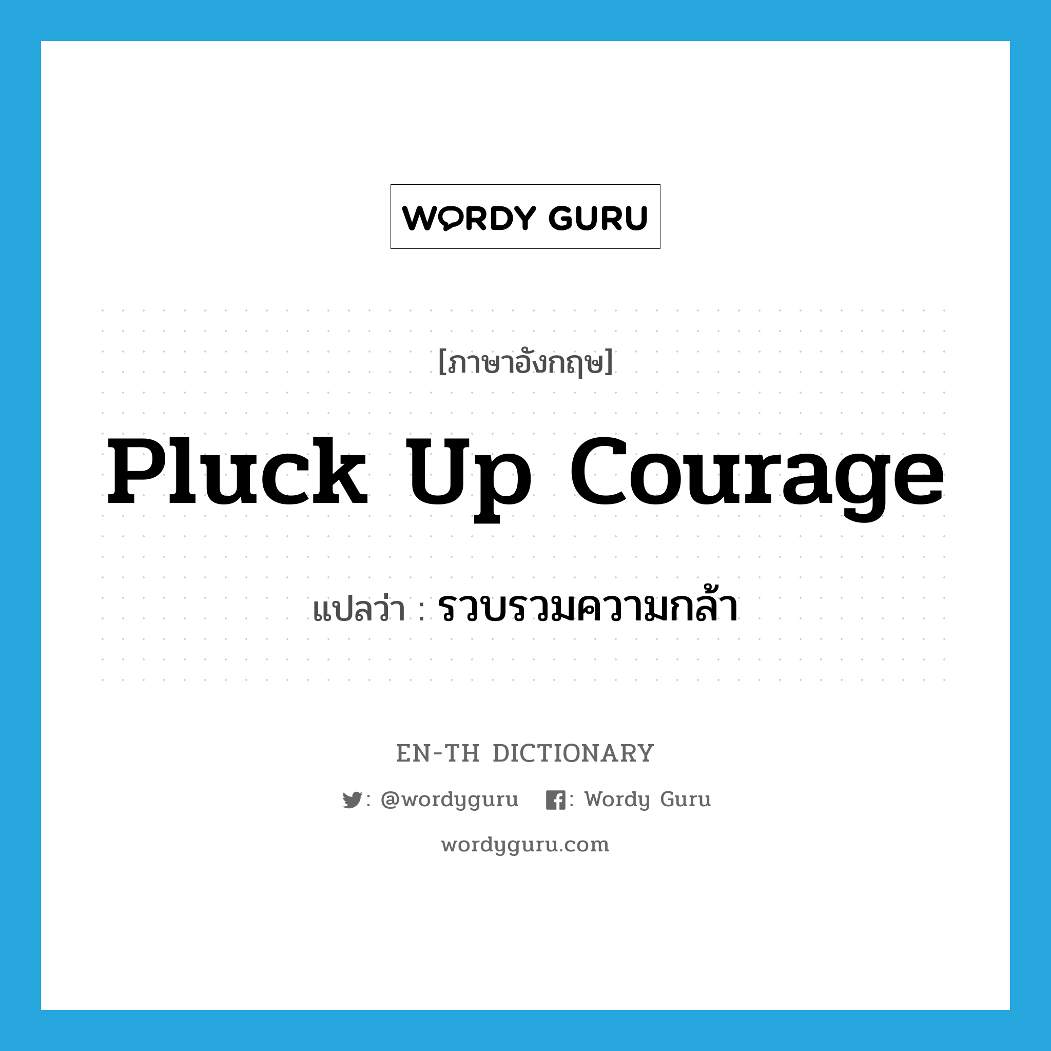 pluck up courage แปลว่า?, คำศัพท์ภาษาอังกฤษ pluck up courage แปลว่า รวบรวมความกล้า ประเภท IDM หมวด IDM