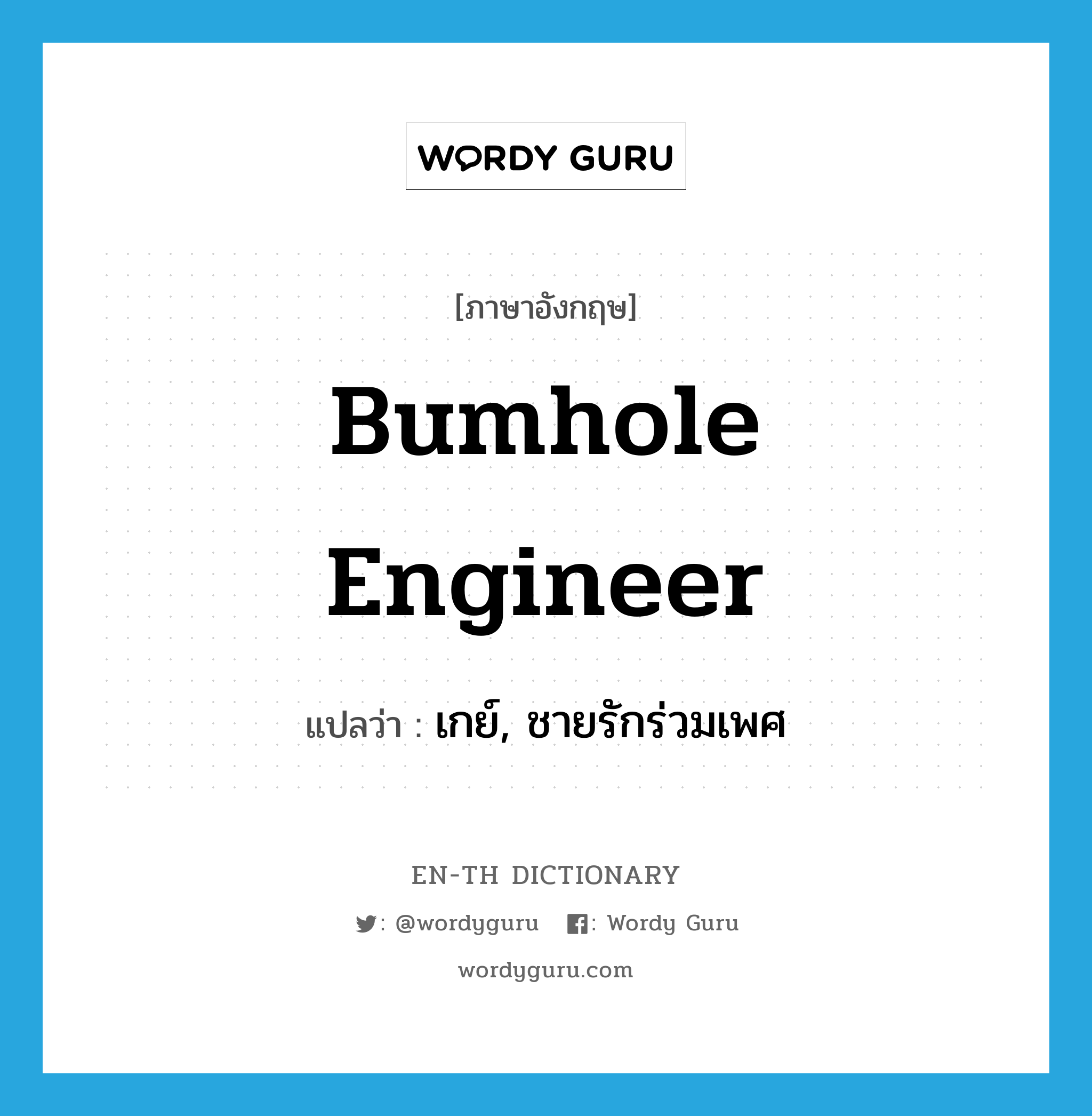 bumhole engineer แปลว่า?, คำศัพท์ภาษาอังกฤษ bumhole engineer แปลว่า เกย์, ชายรักร่วมเพศ ประเภท SL หมวด SL