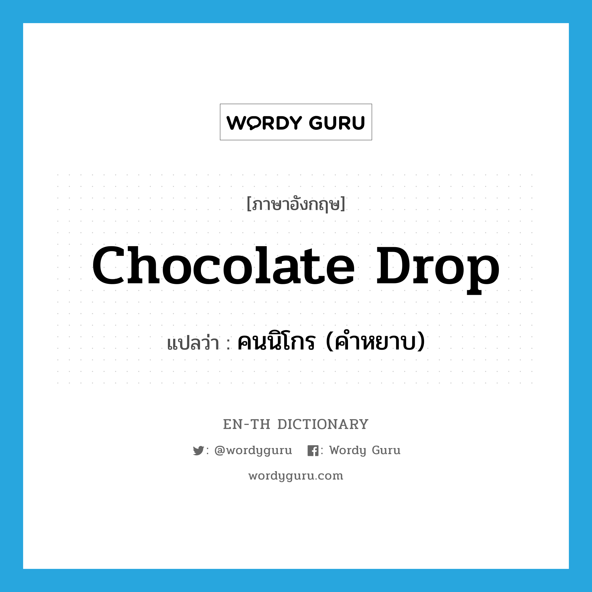 chocolate drop แปลว่า?, คำศัพท์ภาษาอังกฤษ chocolate drop แปลว่า คนนิโกร (คำหยาบ) ประเภท SL หมวด SL