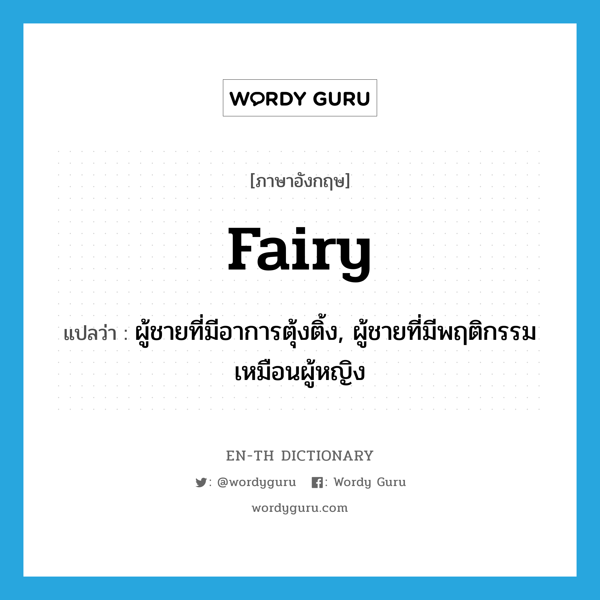 fairy แปลว่า?, คำศัพท์ภาษาอังกฤษ fairy แปลว่า ผู้ชายที่มีอาการตุ้งติ้ง, ผู้ชายที่มีพฤติกรรมเหมือนผู้หญิง ประเภท SL หมวด SL