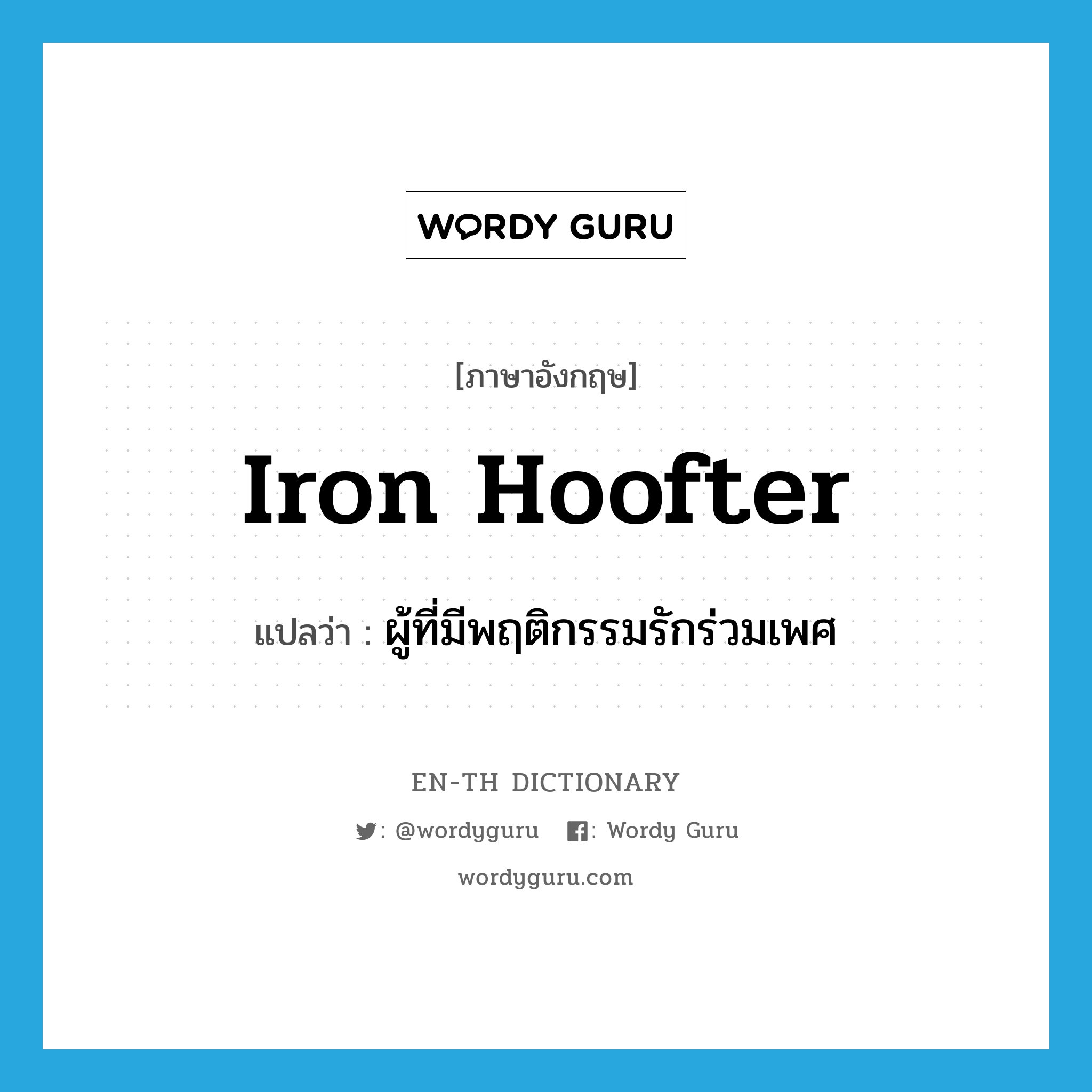 iron hoofter แปลว่า?, คำศัพท์ภาษาอังกฤษ iron hoofter แปลว่า ผู้ที่มีพฤติกรรมรักร่วมเพศ ประเภท SL หมวด SL