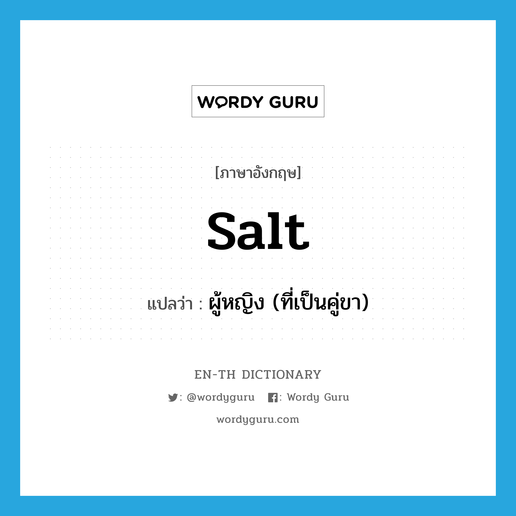 salt แปลว่า?, คำศัพท์ภาษาอังกฤษ salt แปลว่า ผู้หญิง (ที่เป็นคู่ขา) ประเภท SL หมวด SL