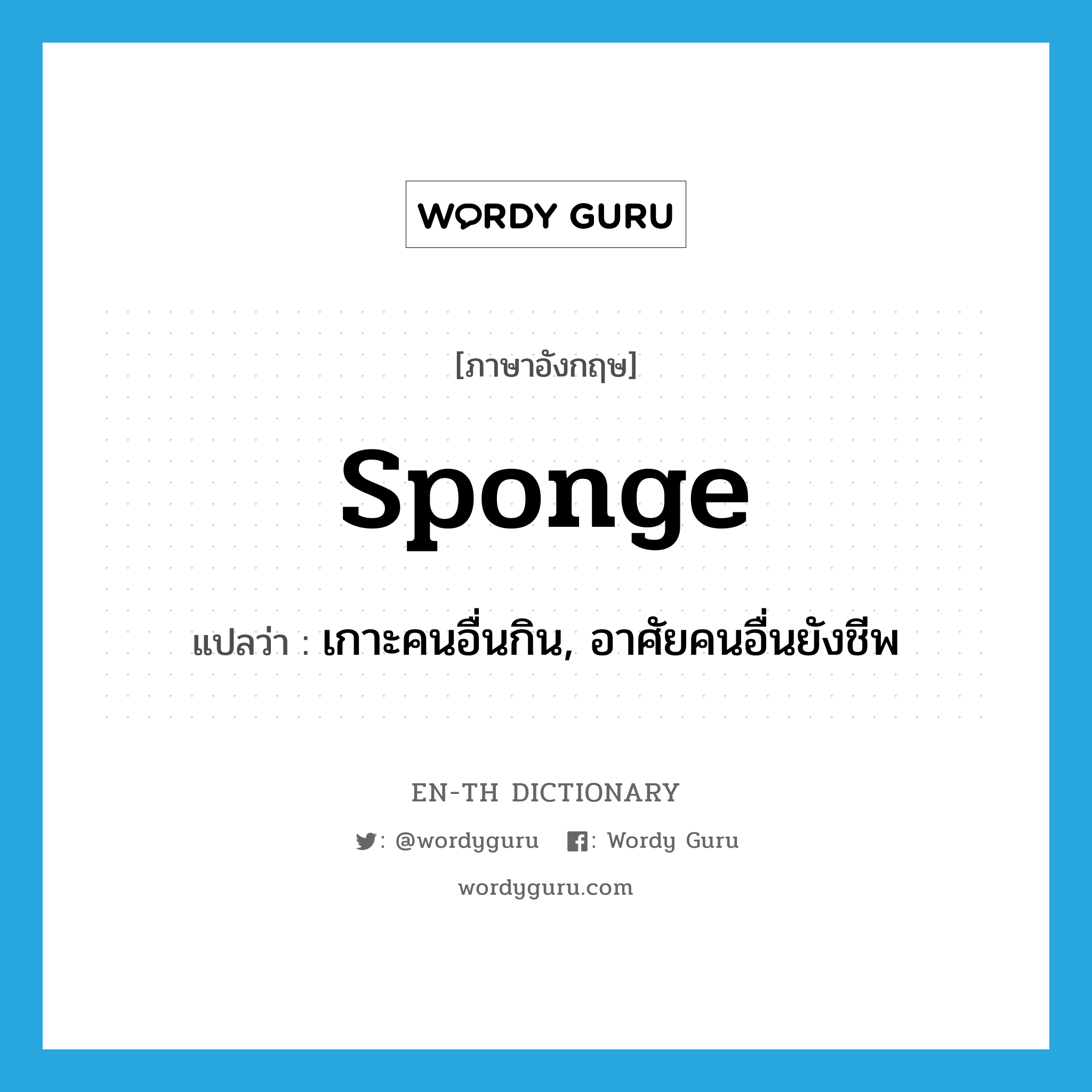 sponge แปลว่า?, คำศัพท์ภาษาอังกฤษ sponge แปลว่า เกาะคนอื่นกิน, อาศัยคนอื่นยังชีพ ประเภท VI หมวด VI